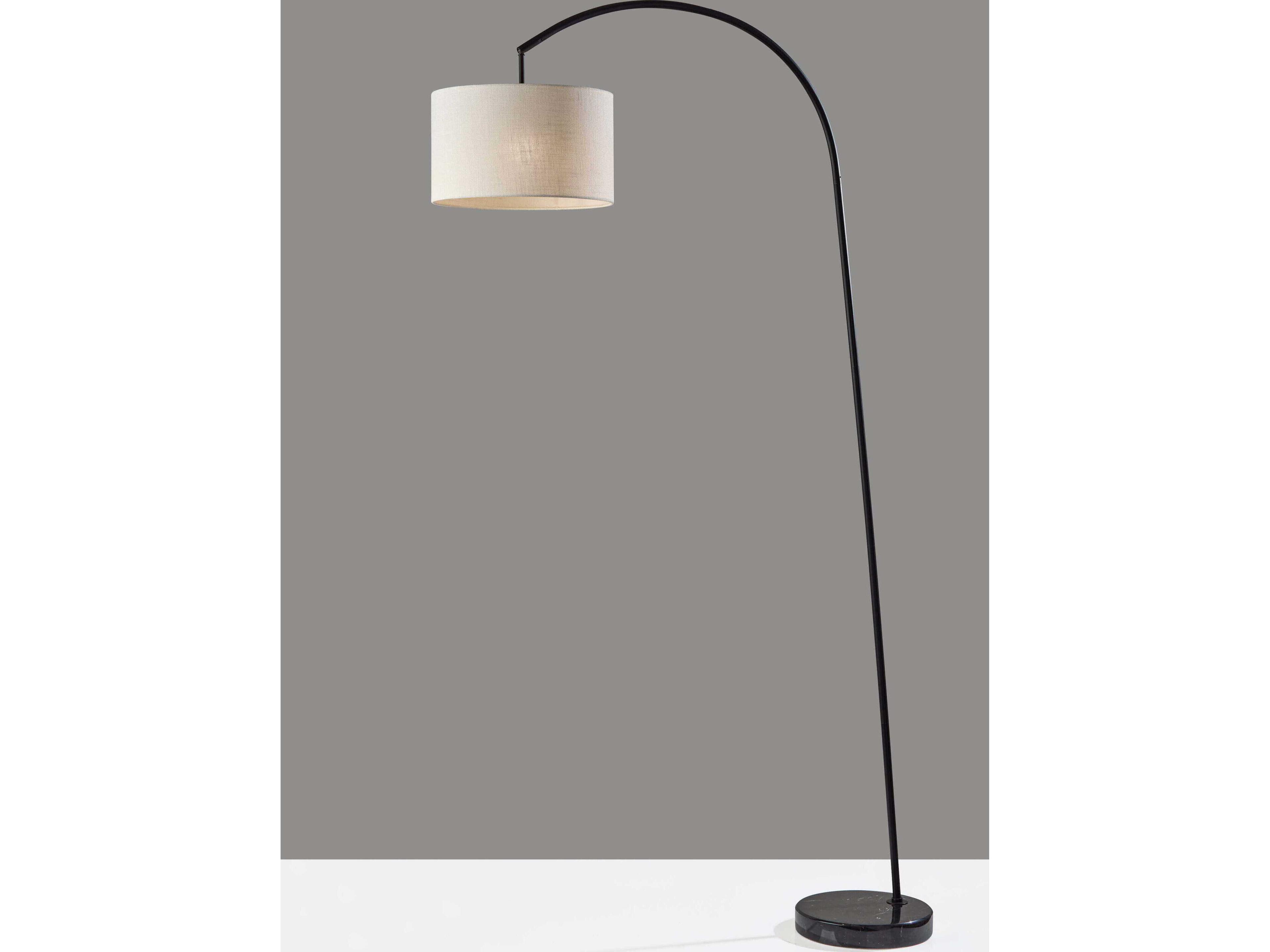 Adesso Chrystie Black Light Brown Textured Fabric Floor Lamp