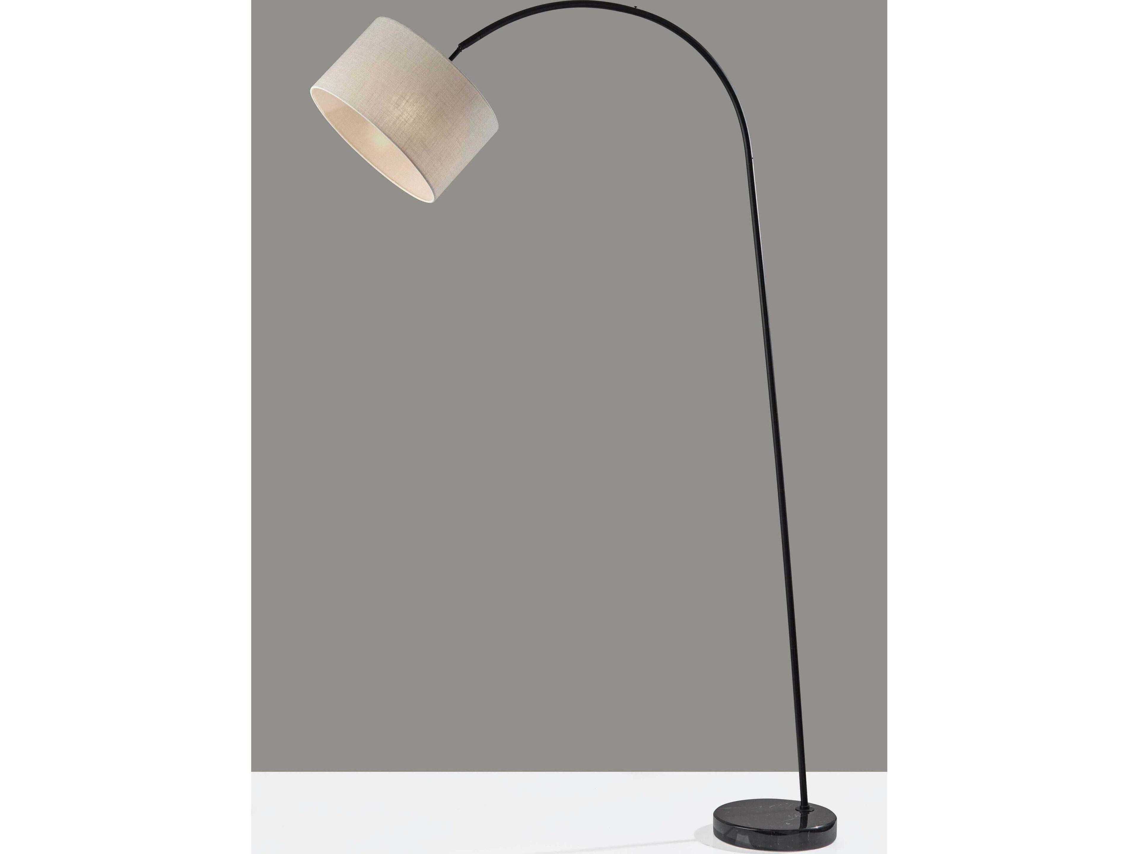 Adesso Chrystie Black Light Brown Textured Fabric Floor Lamp