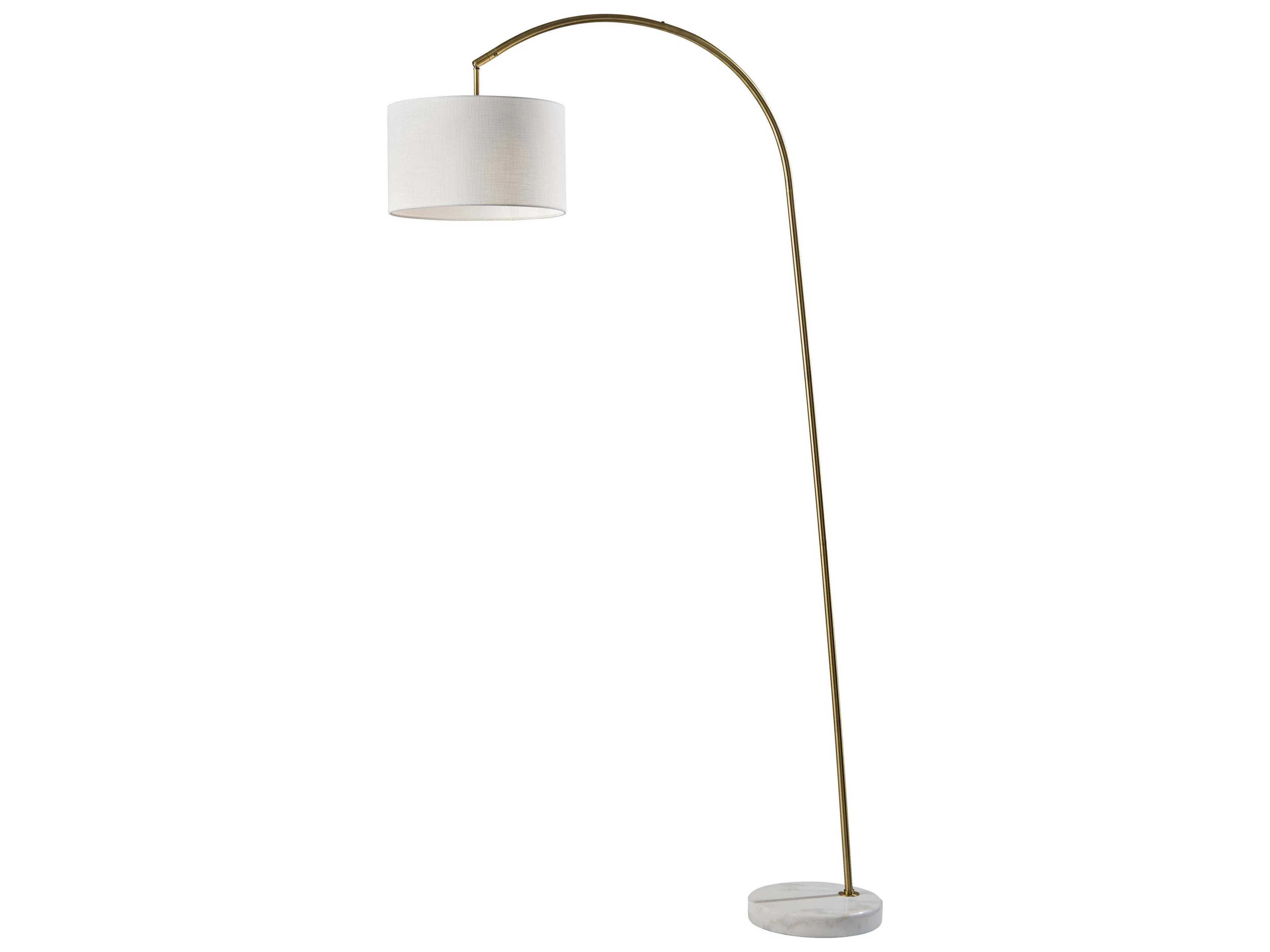 Chrystie Arc Floor Lamp Antique Brass with Marble Base