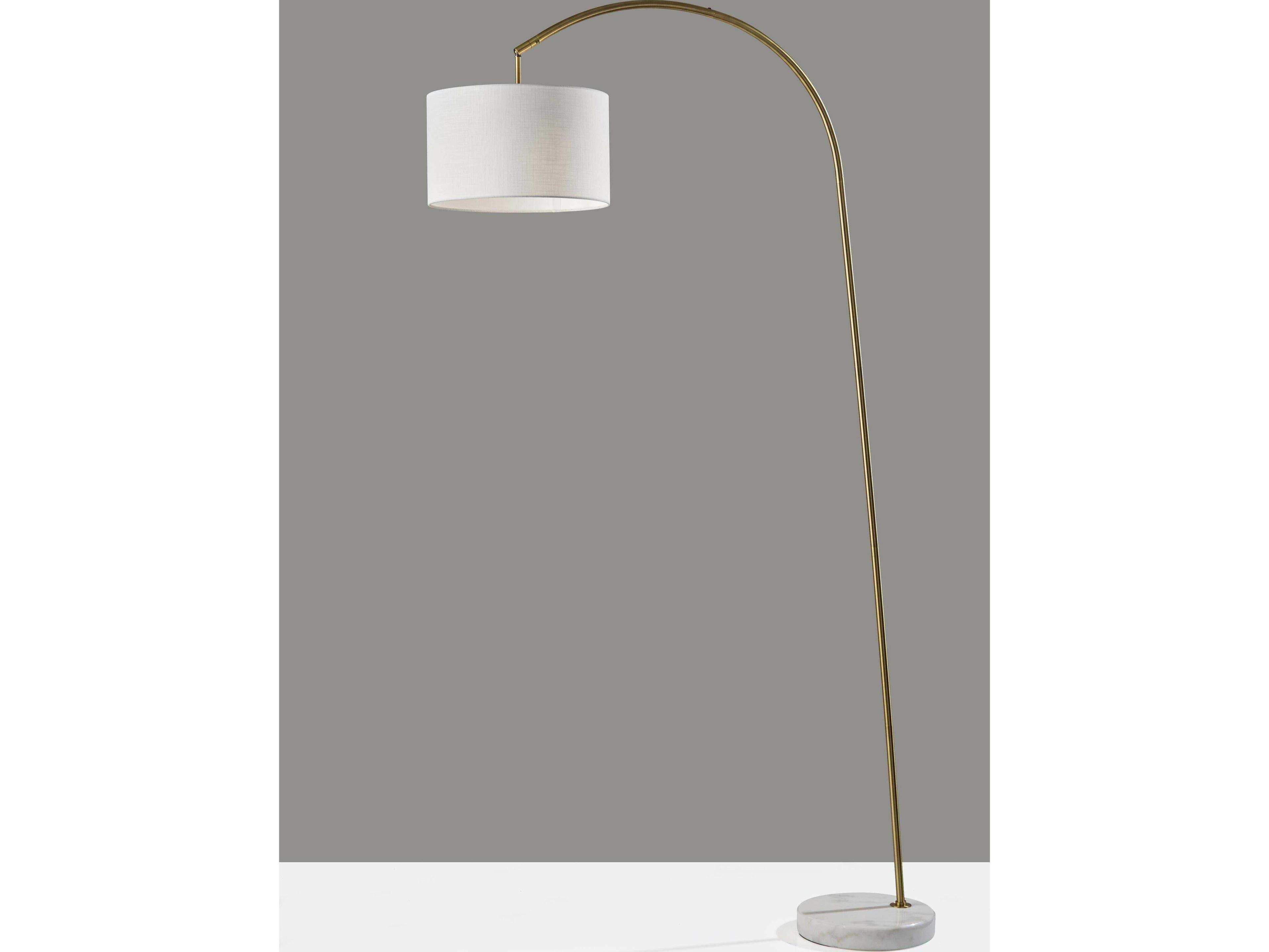 Adesso Chrystie Antique Brass White Textured Fabric Floor Lamp