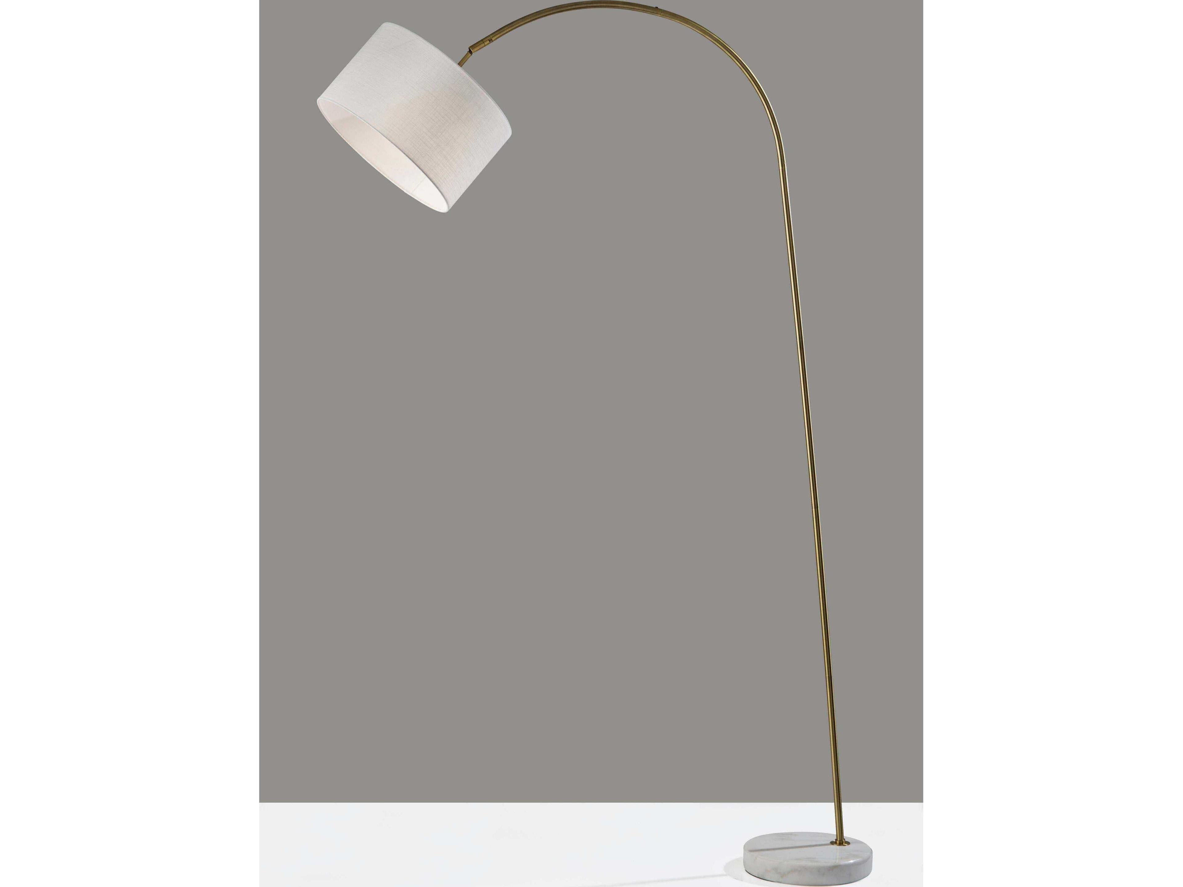 Adesso Chrystie Antique Brass White Textured Fabric Floor Lamp
