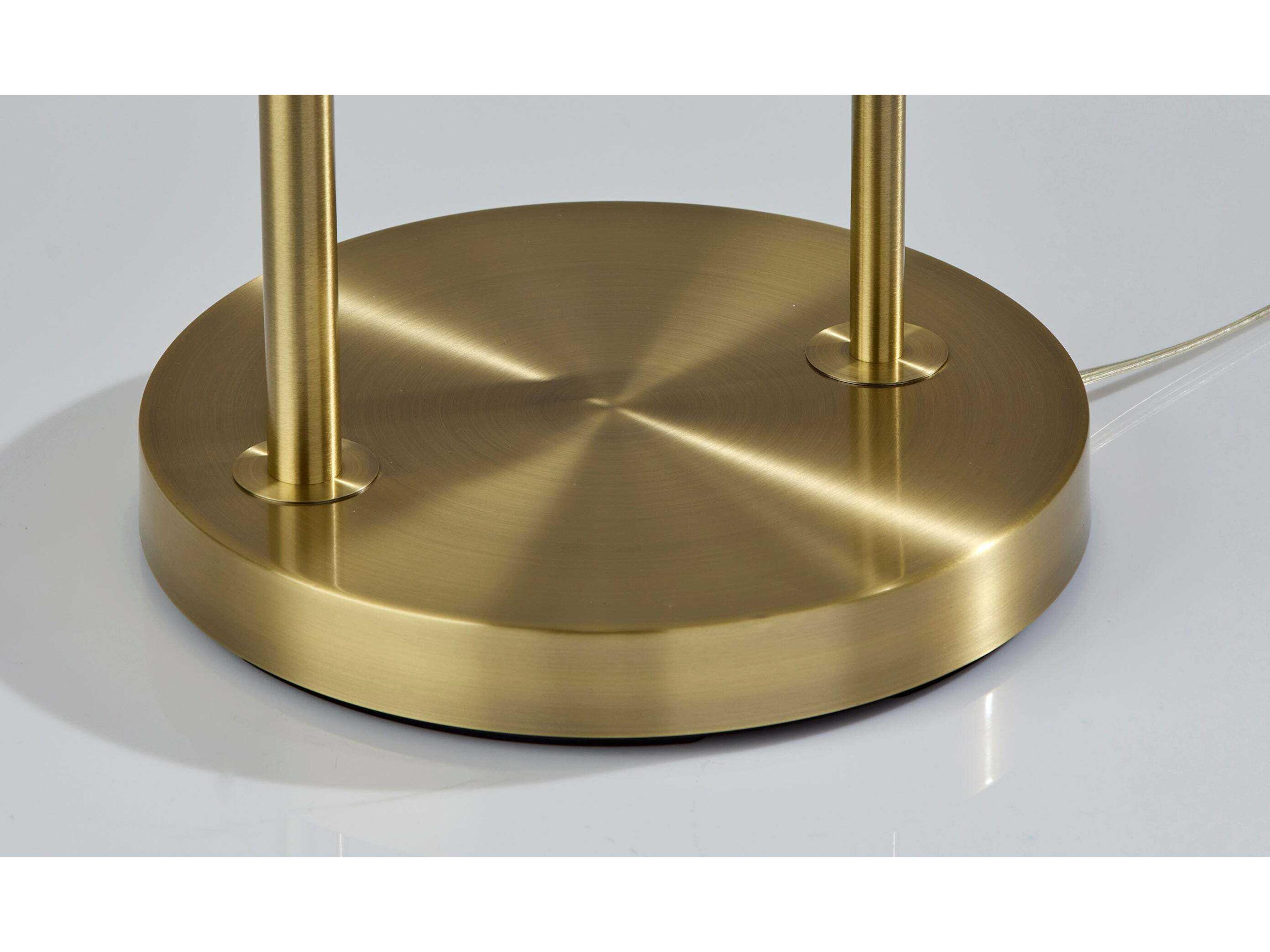 Adesso Amira Antique Brass White Textured Fabric Floor Lamp