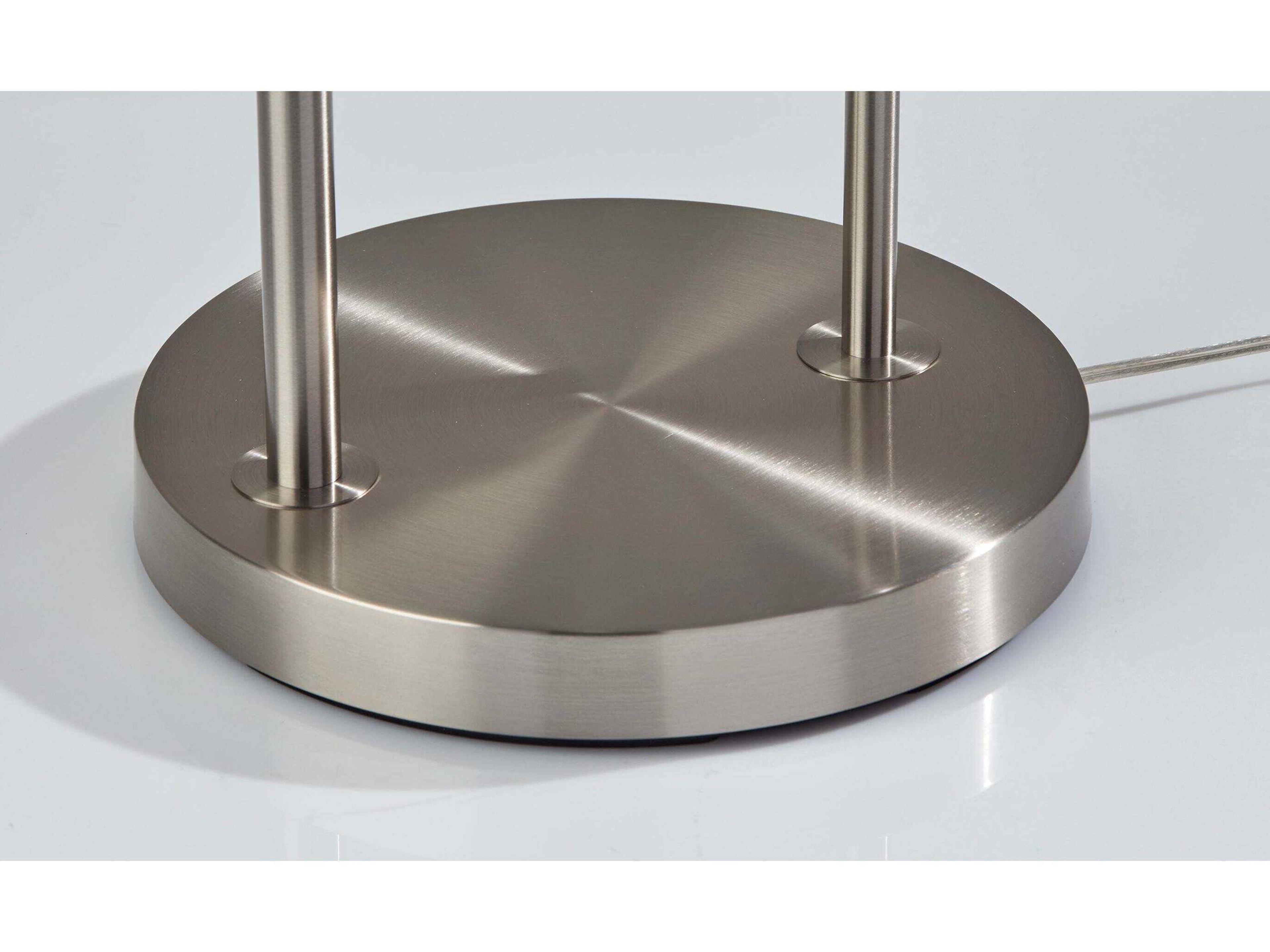 Adesso Amira Brushed Steel White Textured Fabric Floor Lamp