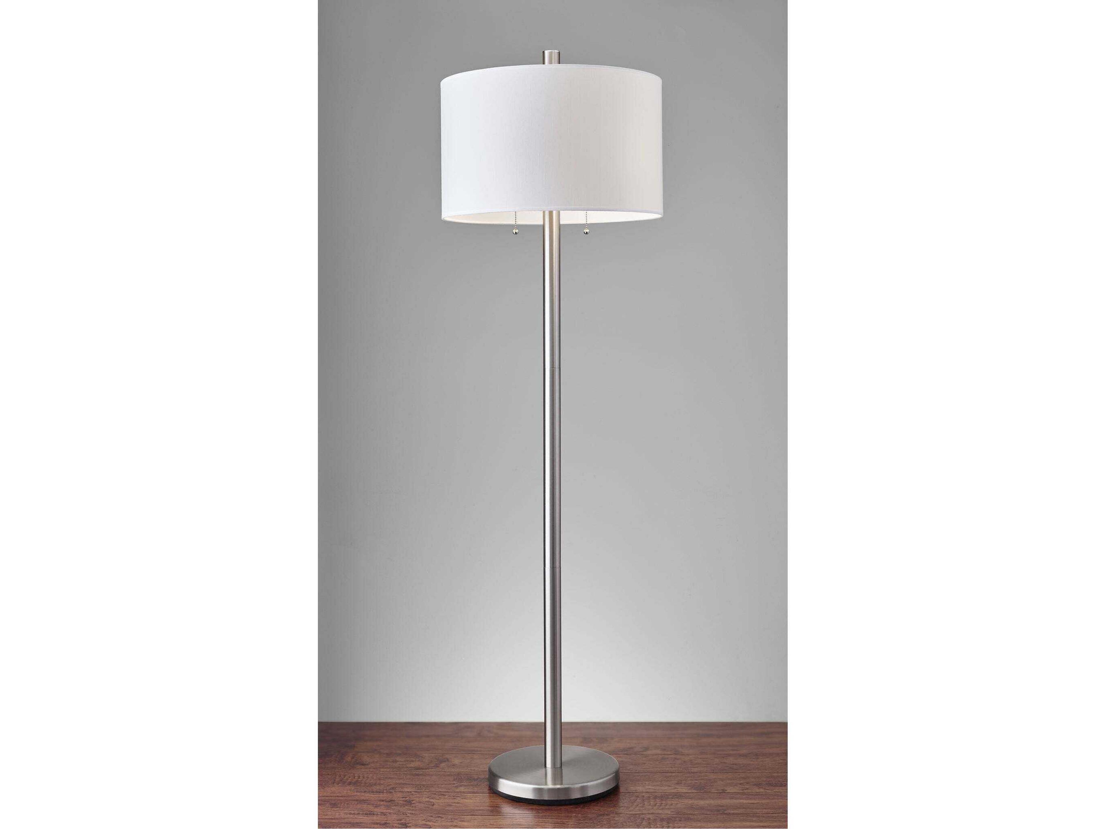 Adesso Boulevard Brushed Steel Silver Floor Lamp