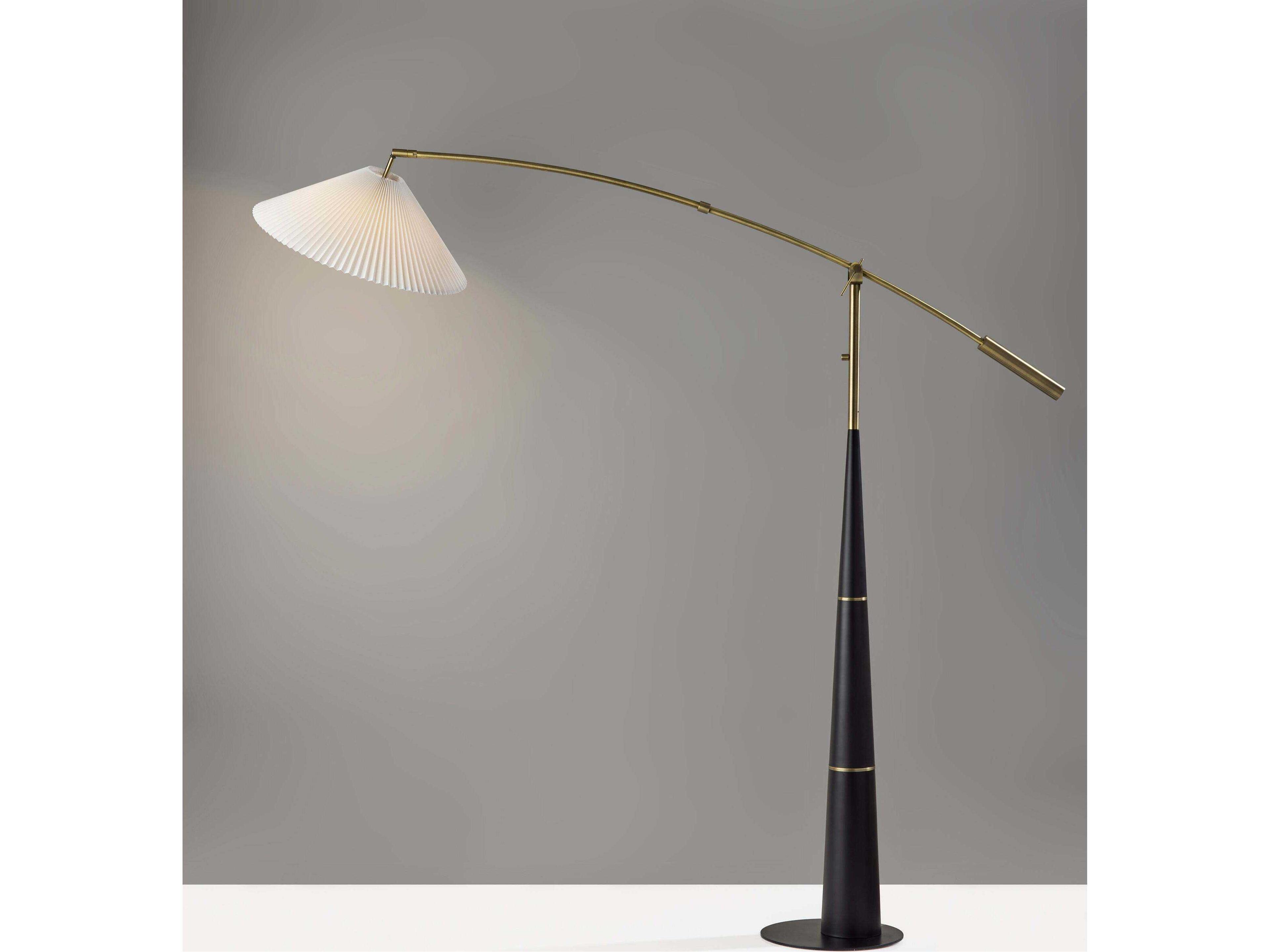 Adesso Leroy Black Antique Brass Floor Lamp