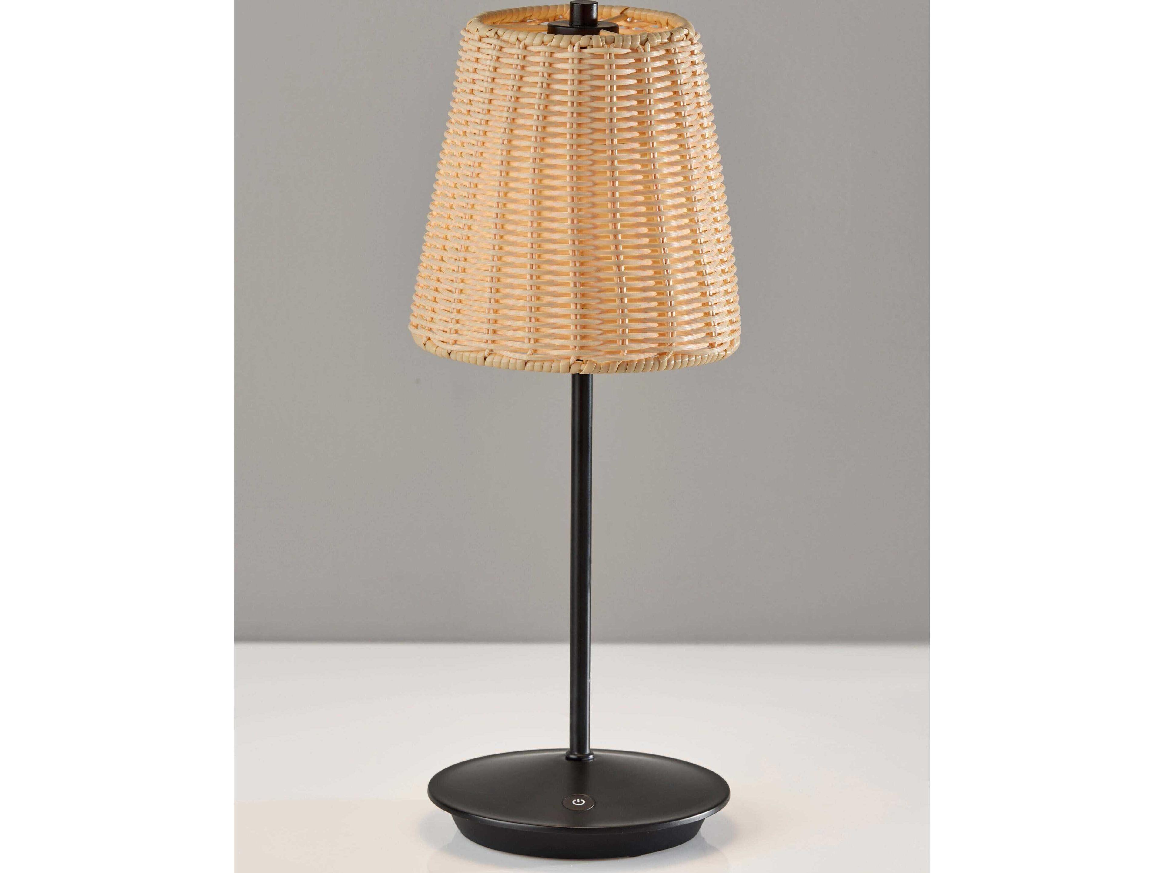 Adesso Andy Black Plastic Rattan Table Lamp