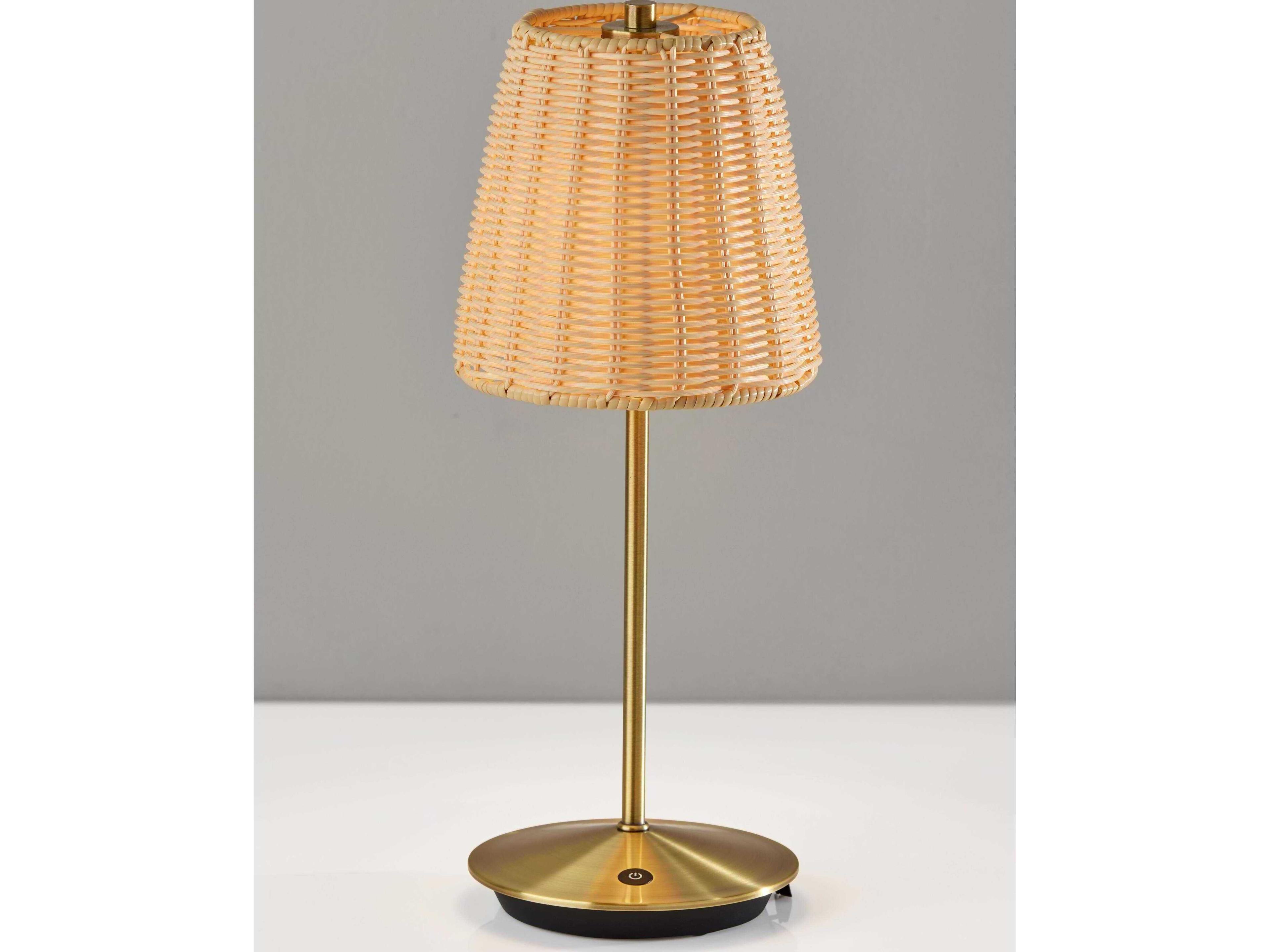 Adesso Andy Antique Brass Plastic Rattan Table Lamp