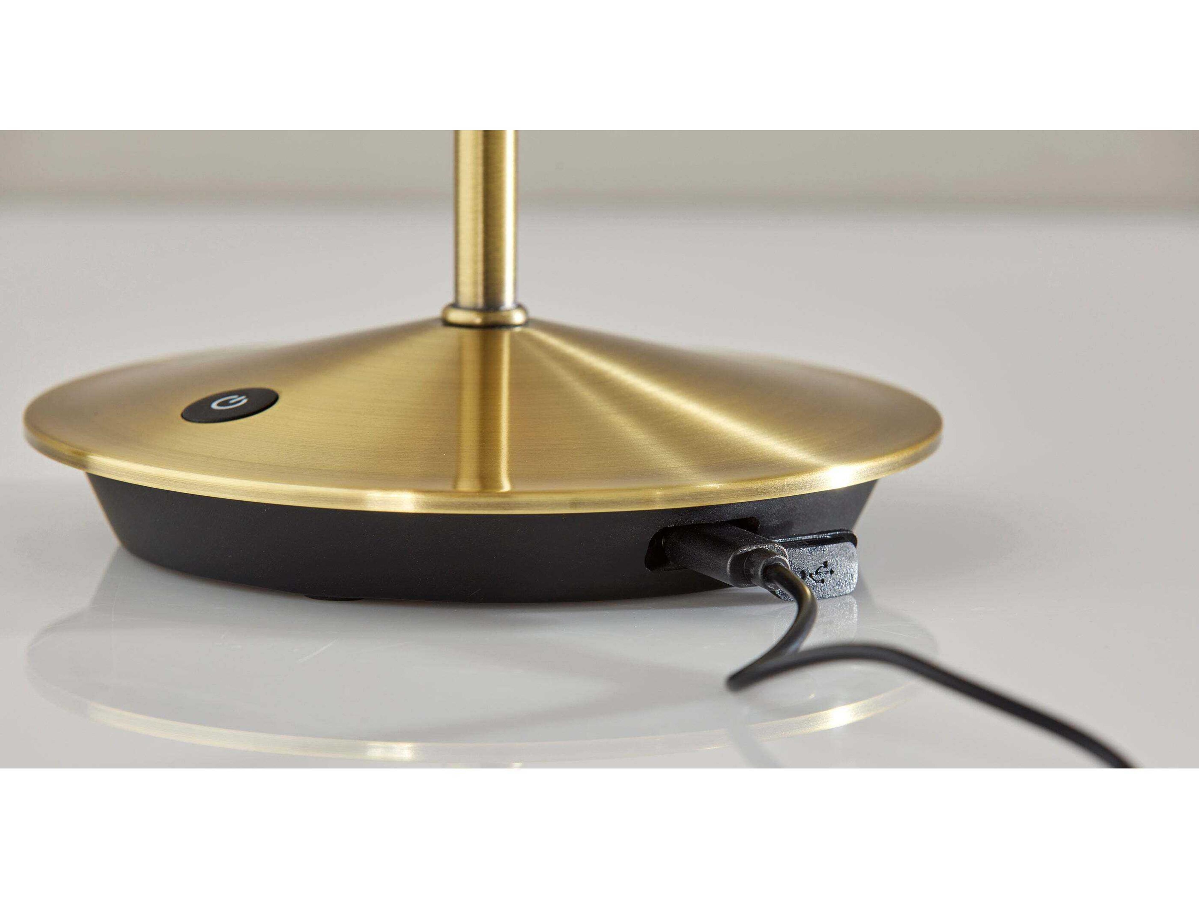 Adesso Andy Antique Brass Plastic Rattan Table Lamp