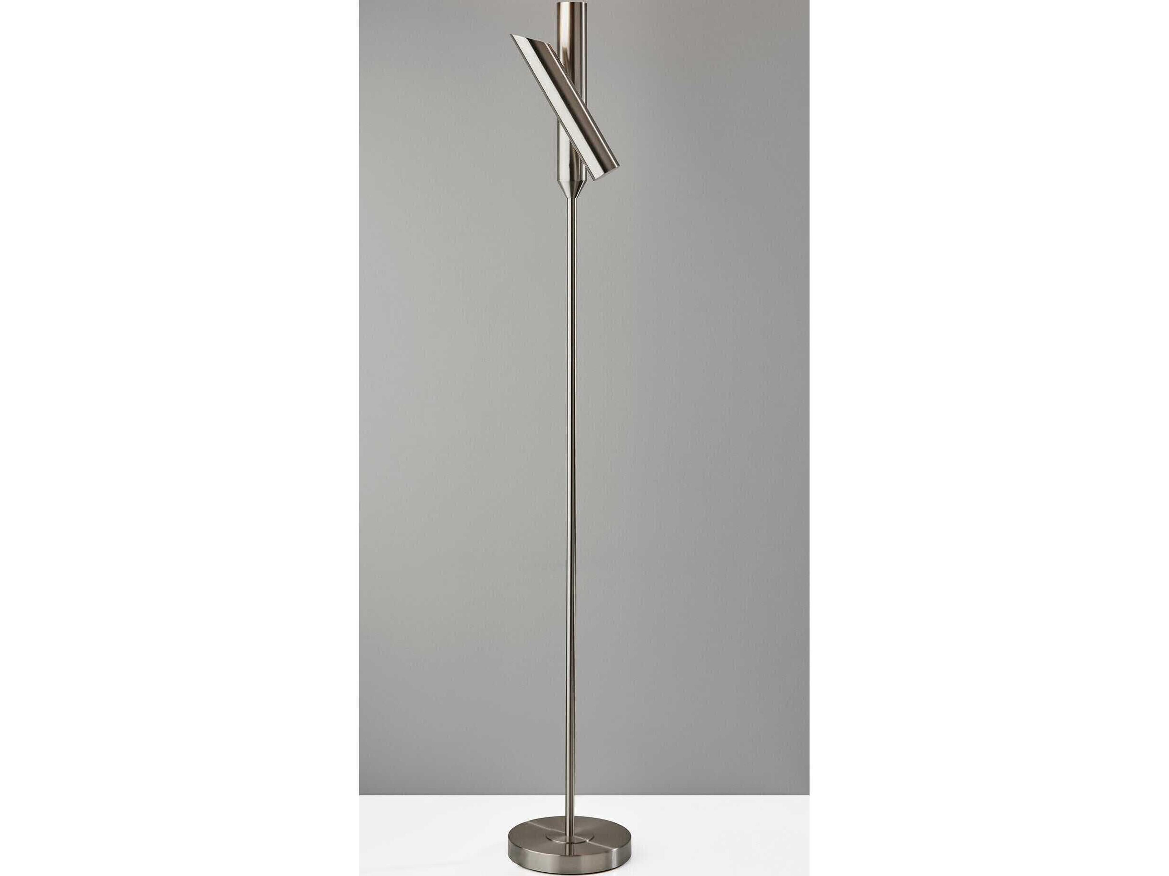 Adesso Vega Brushed Steel Floor Lamp