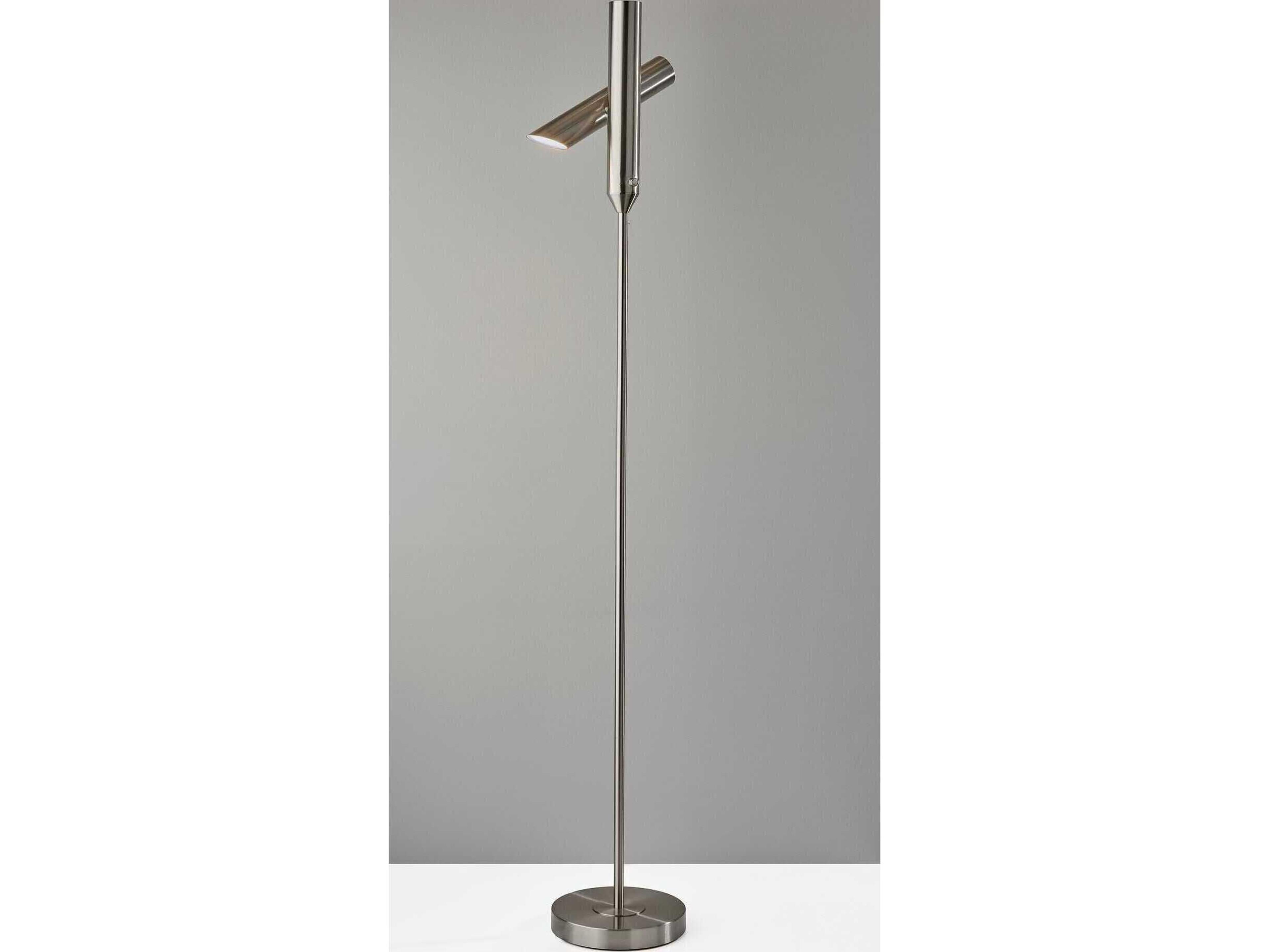 Adesso Vega Brushed Steel Floor Lamp