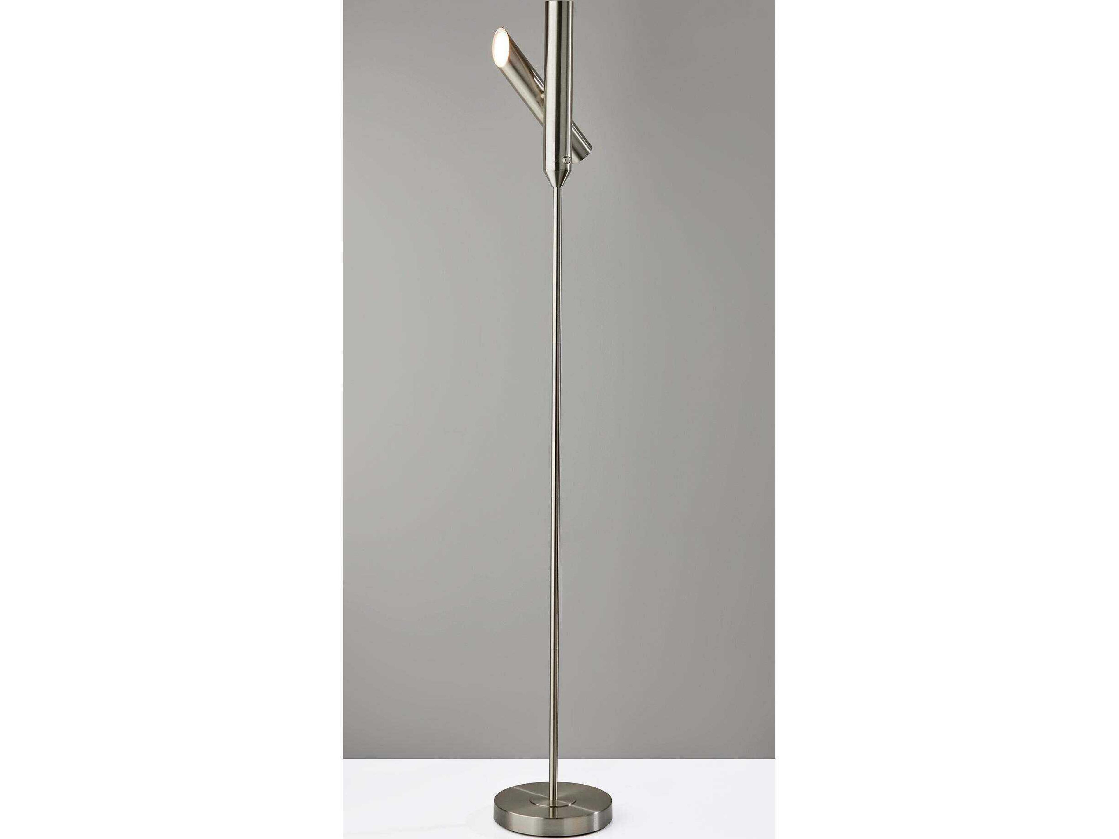 Adesso Vega Brushed Steel Floor Lamp