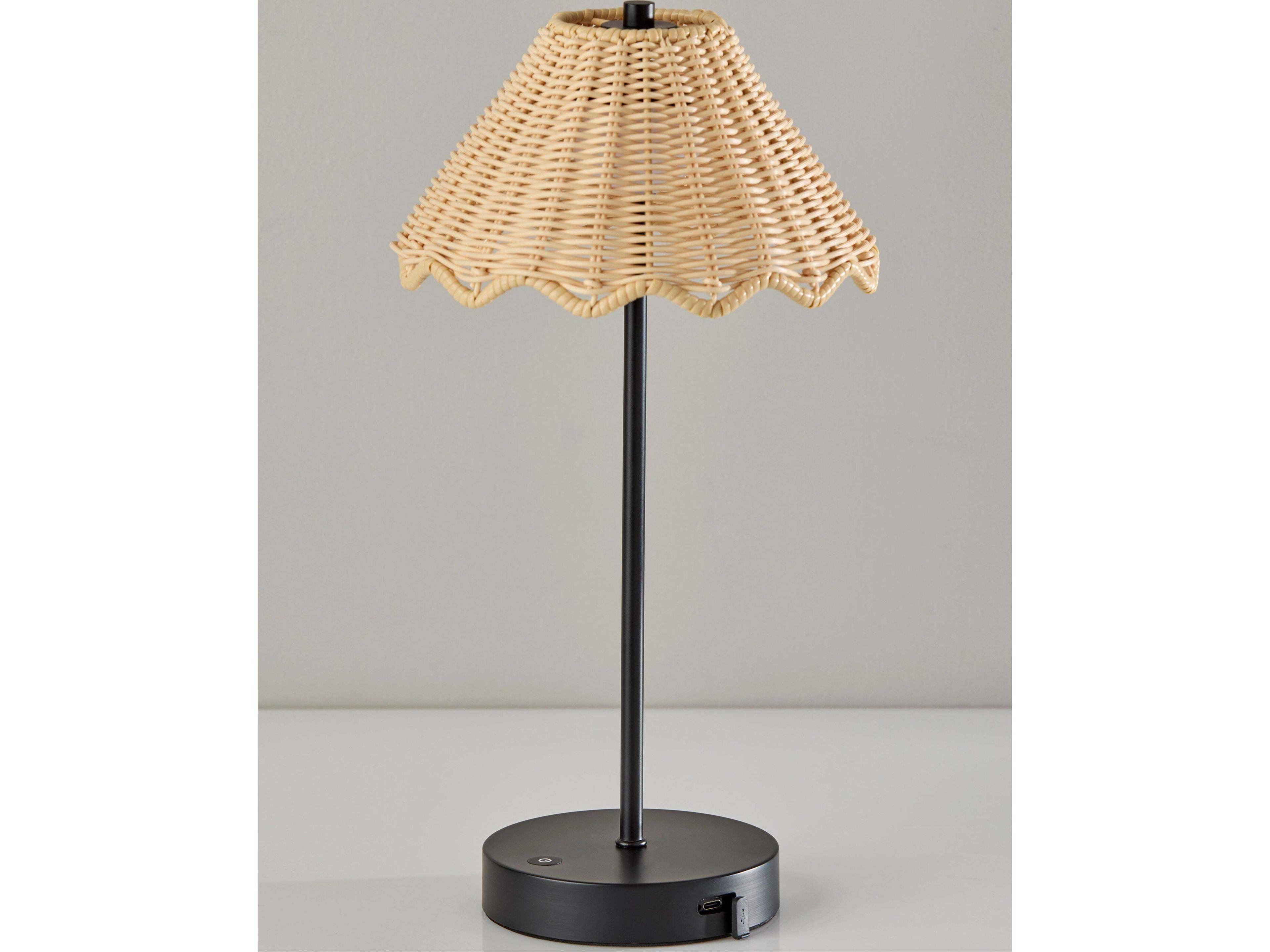 Adesso Stevie Black Plastic Rattan Table Lamp