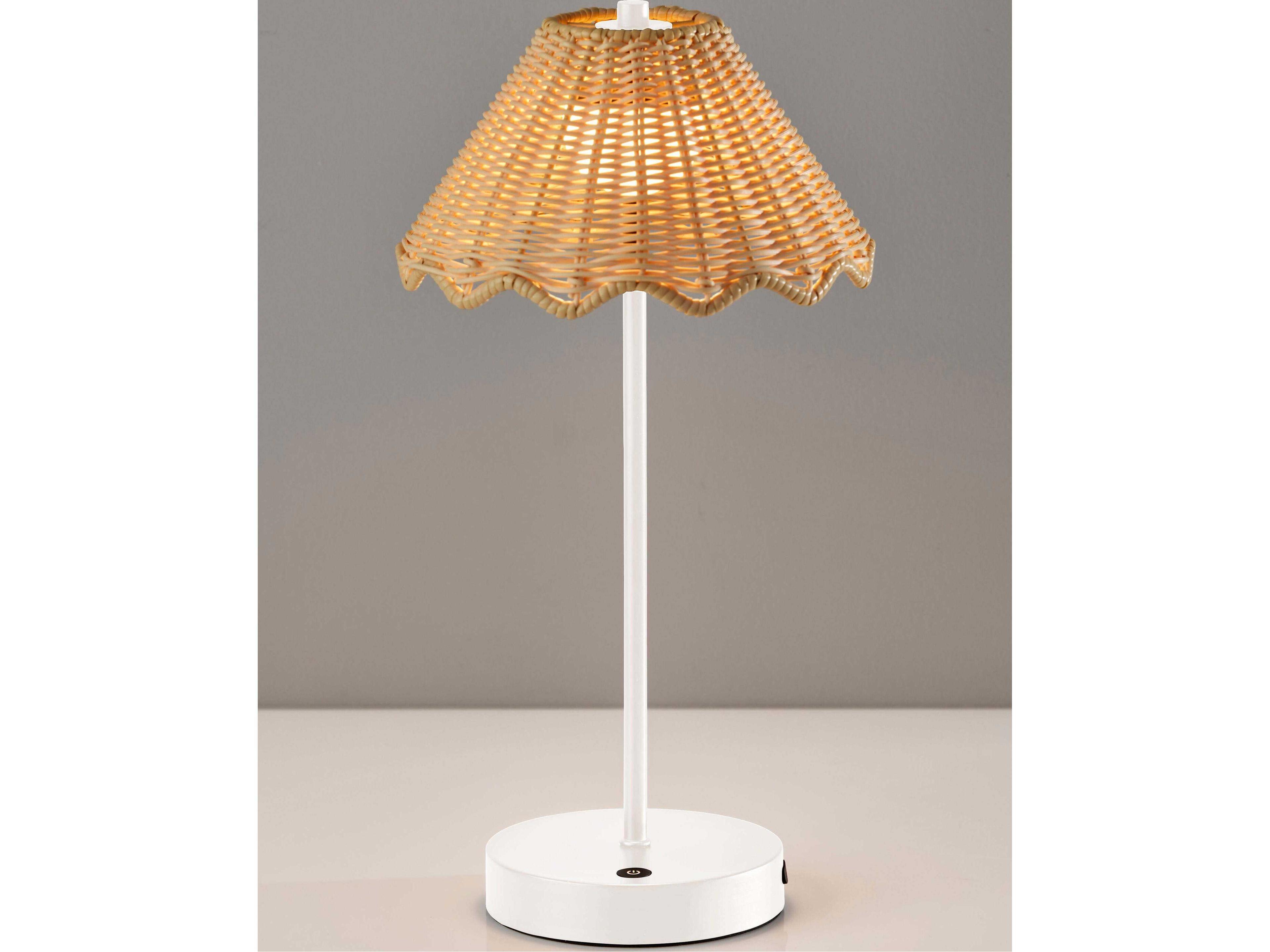 Adesso Stevie White Plastic Rattan Table Lamp