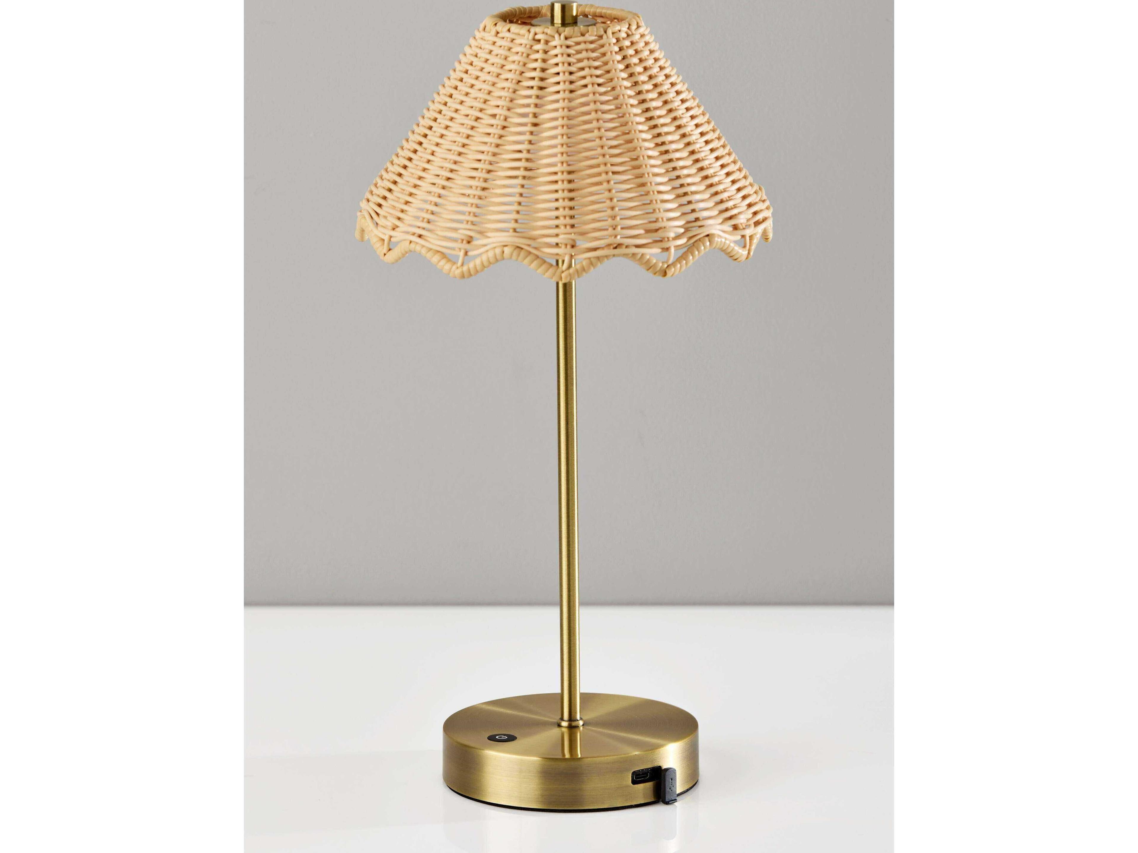 Adesso Stevie Antique Brass Plastic Rattan Table Lamp