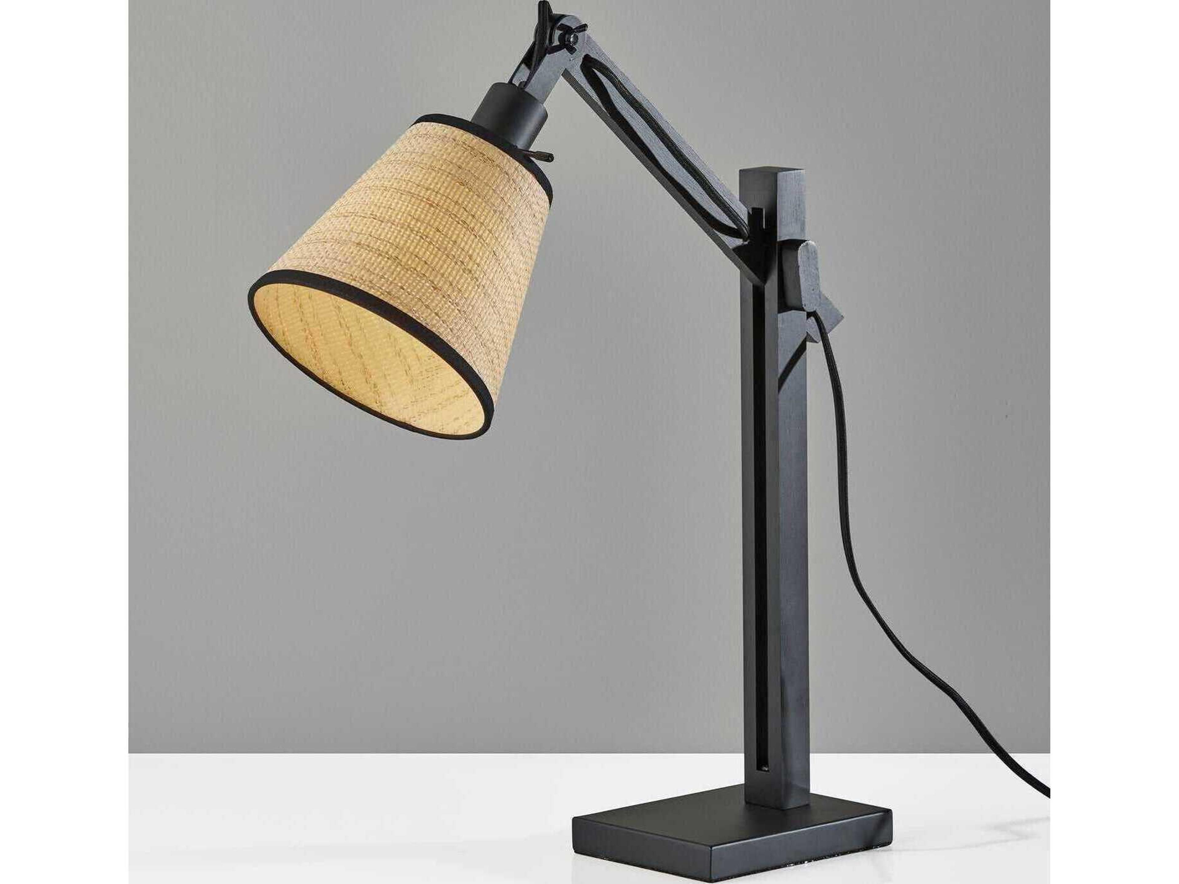 Adesso Walden Black Natural Woven Paper With Trim Desk Lamp