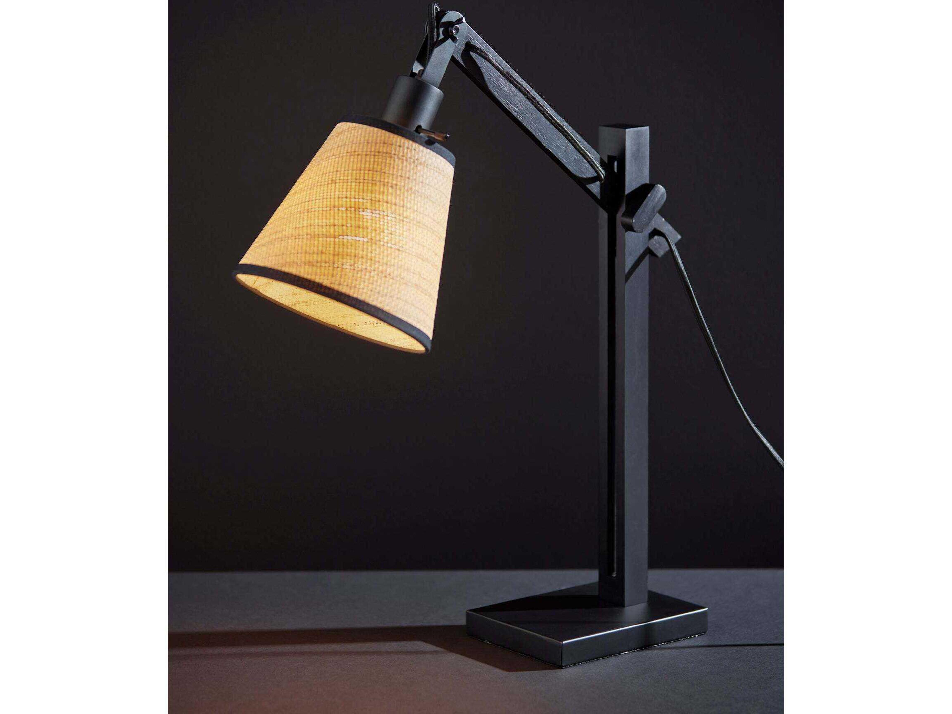 Adesso Walden Black Natural Woven Paper With Trim Desk Lamp