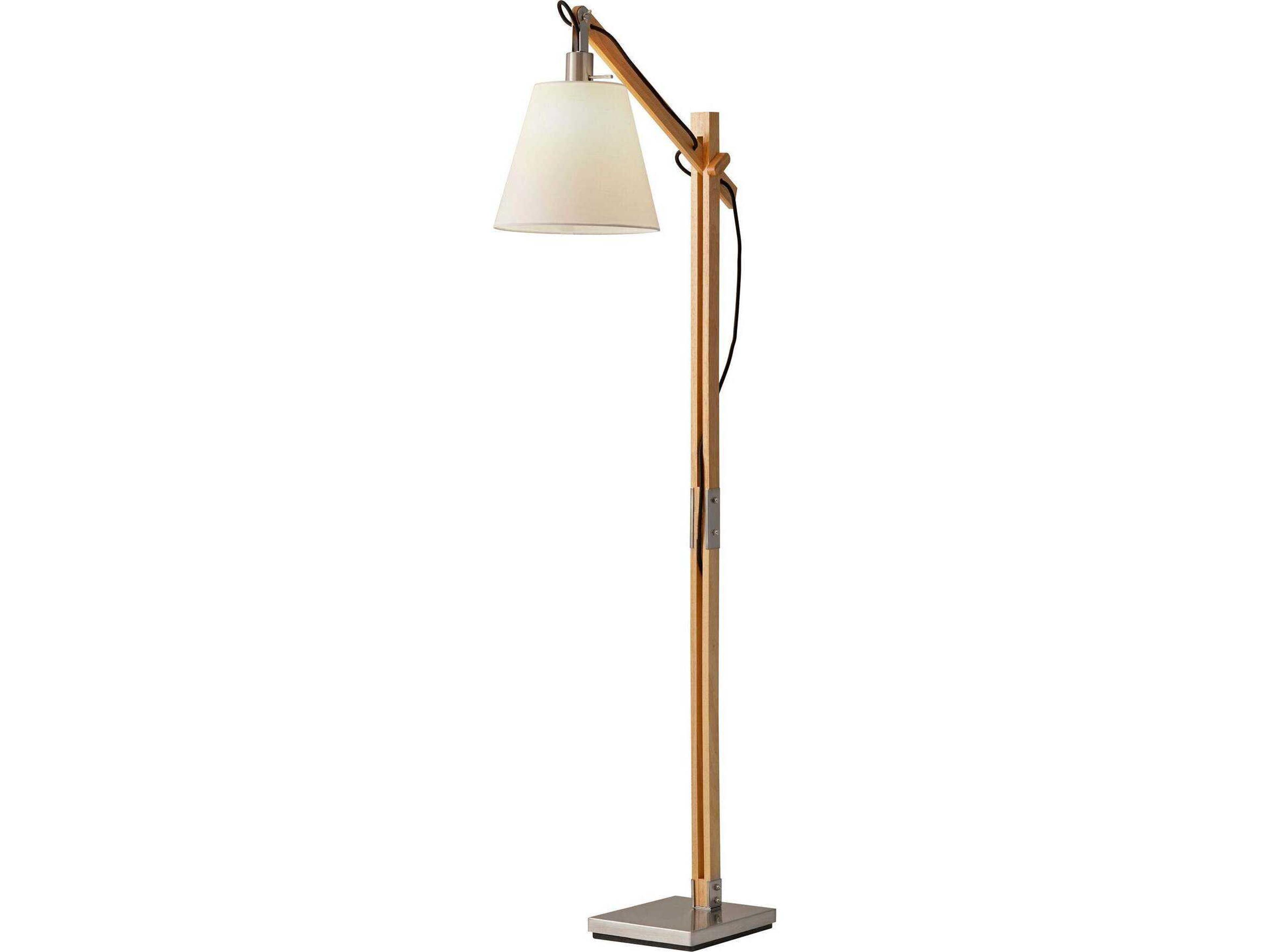 Walden Floor Lamp Natural Wood Adjustable Arm