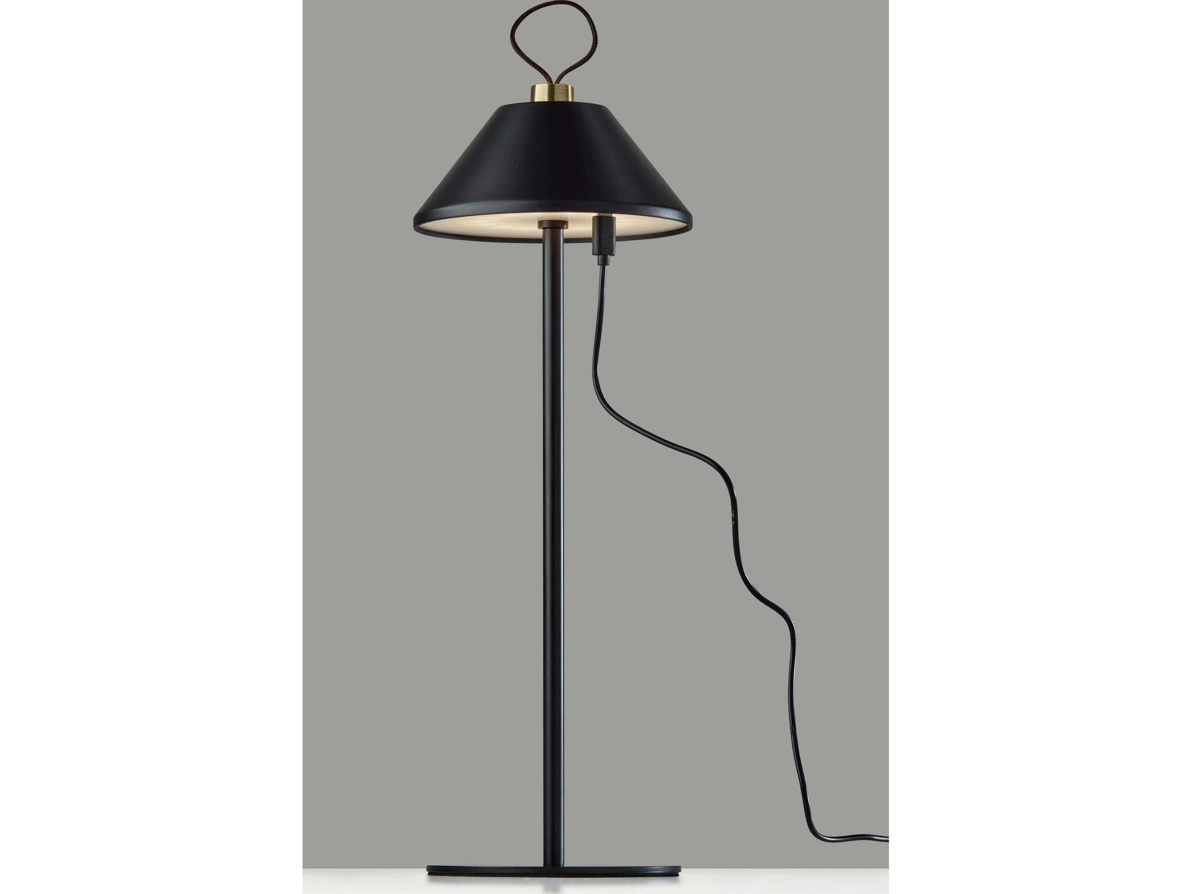Adesso Danny Black Antique Brass Table Lamp