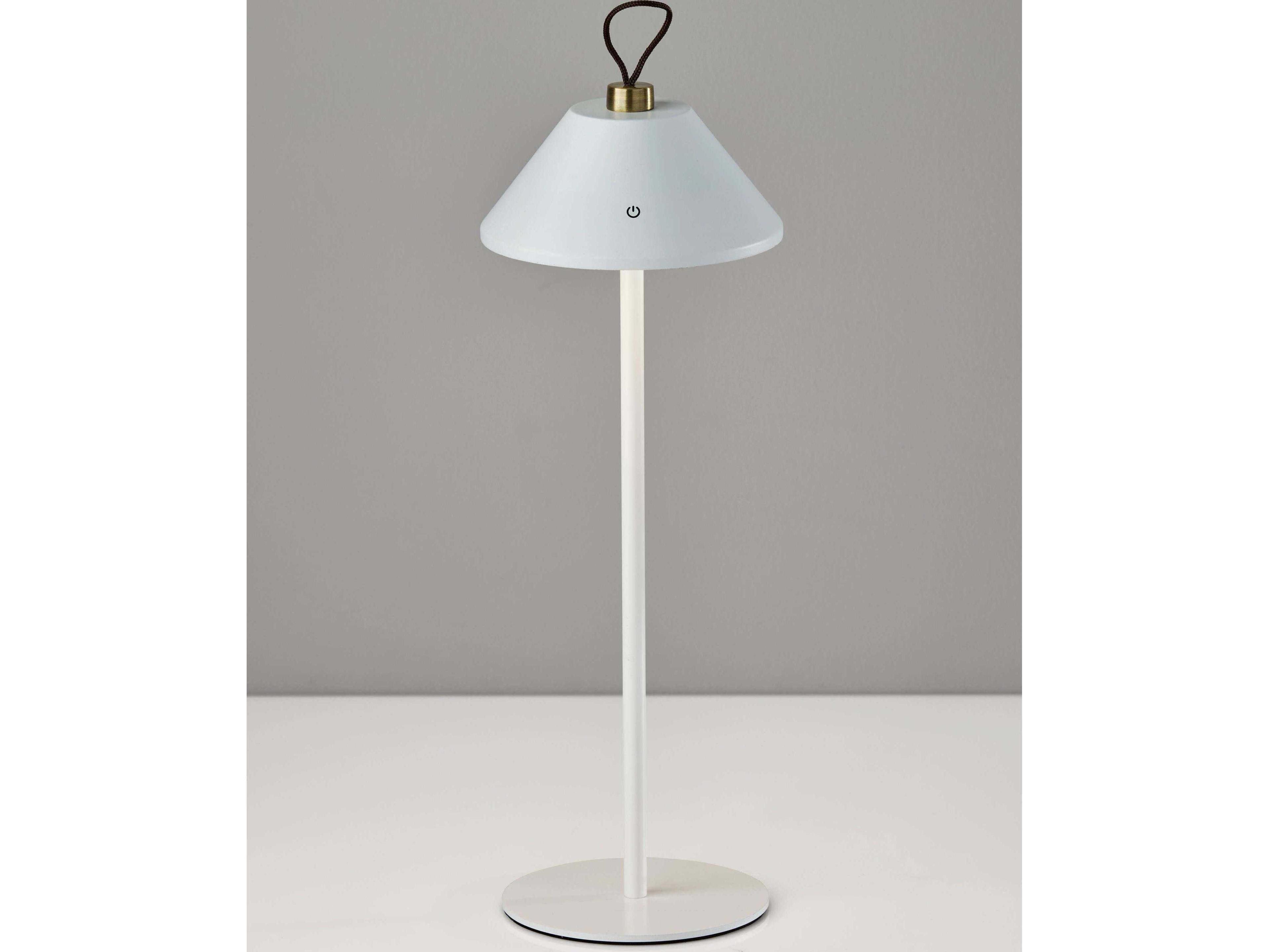 Adesso Danny White Antique Brass Table Lamp