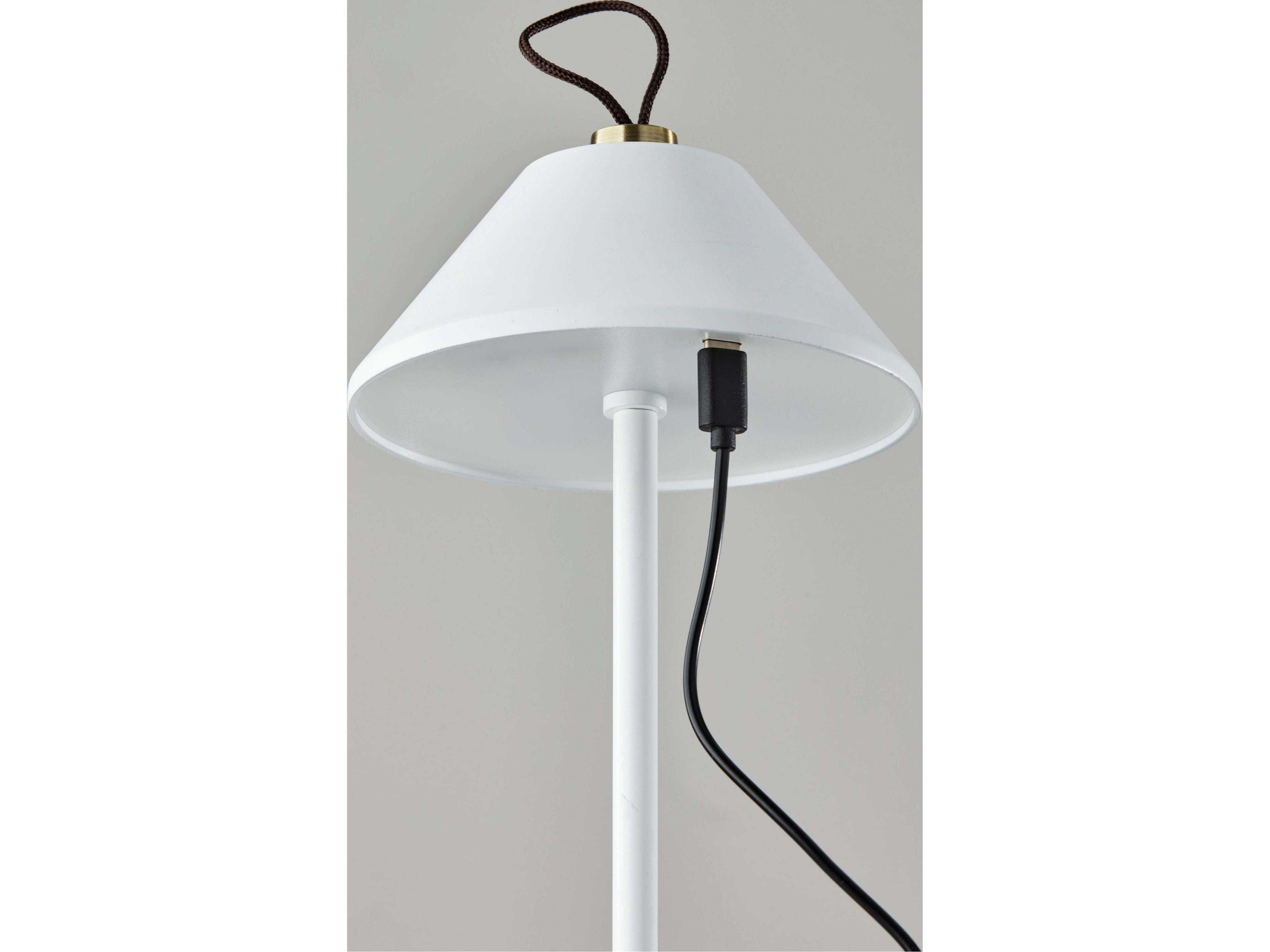 Adesso Danny White Antique Brass Table Lamp