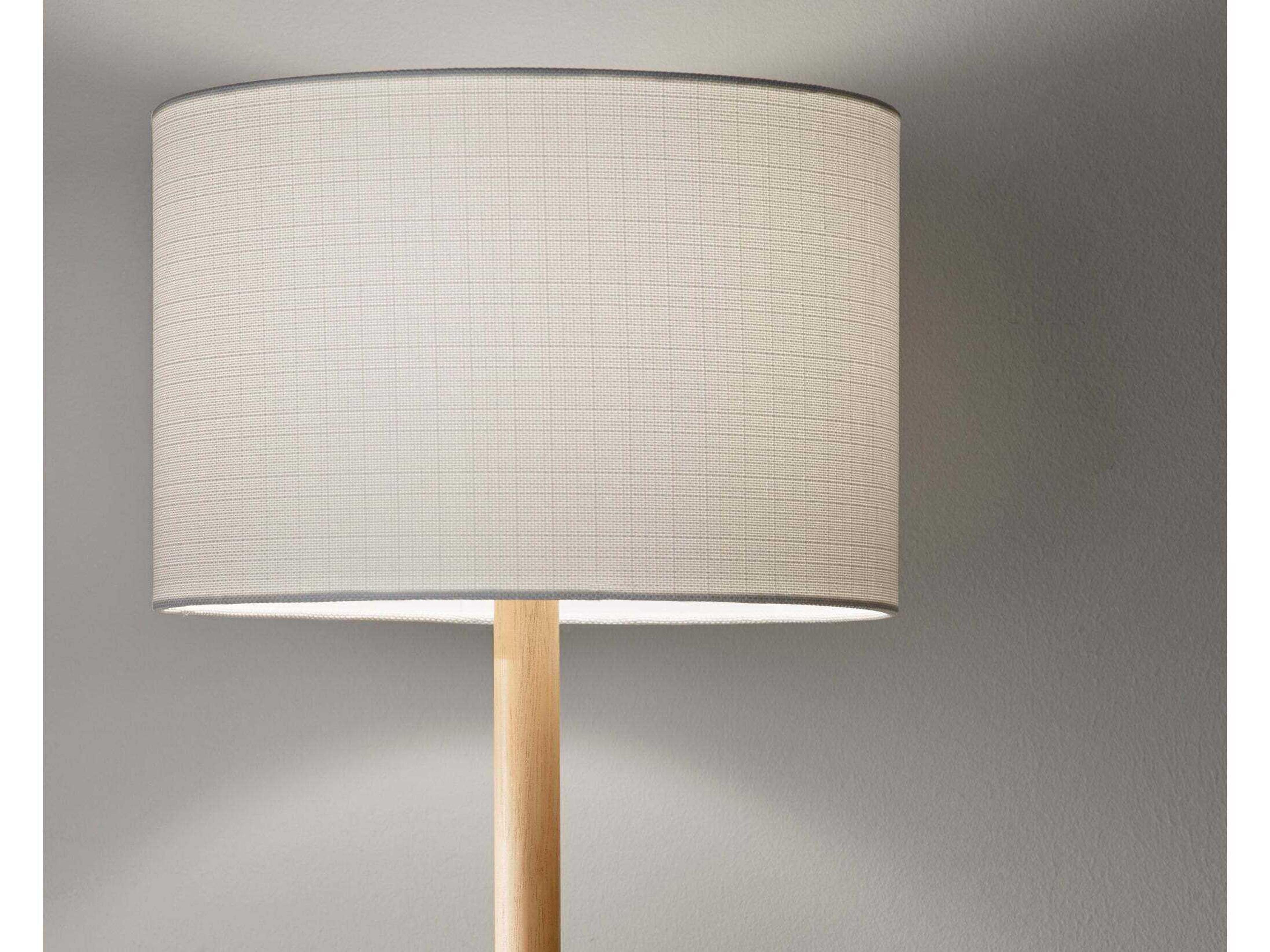 Adesso Ellis Natural Rubber White Textured Linen Brown Floor Lamp