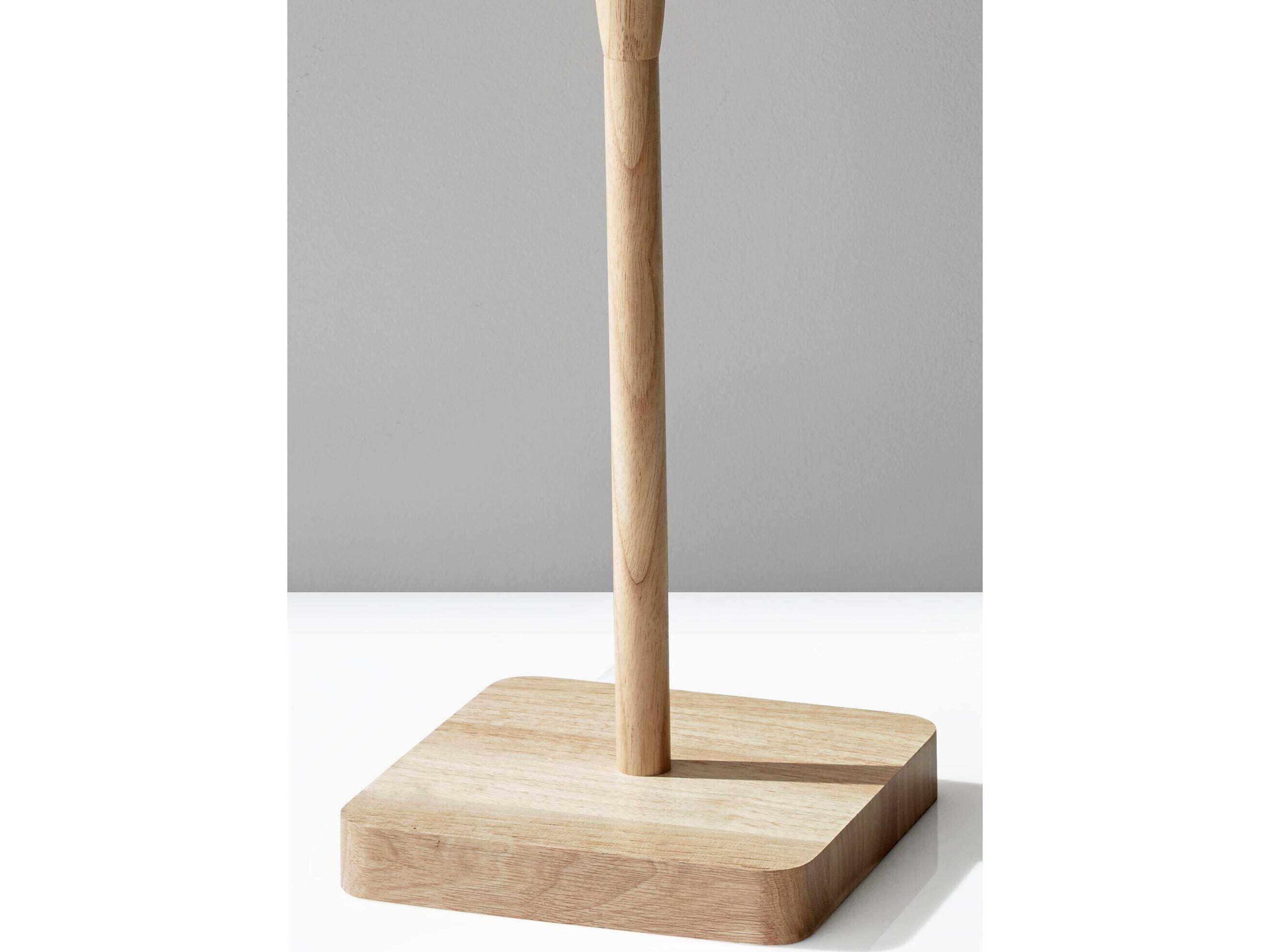 Adesso Ellis Natural Rubber White Textured Linen Brown Floor Lamp