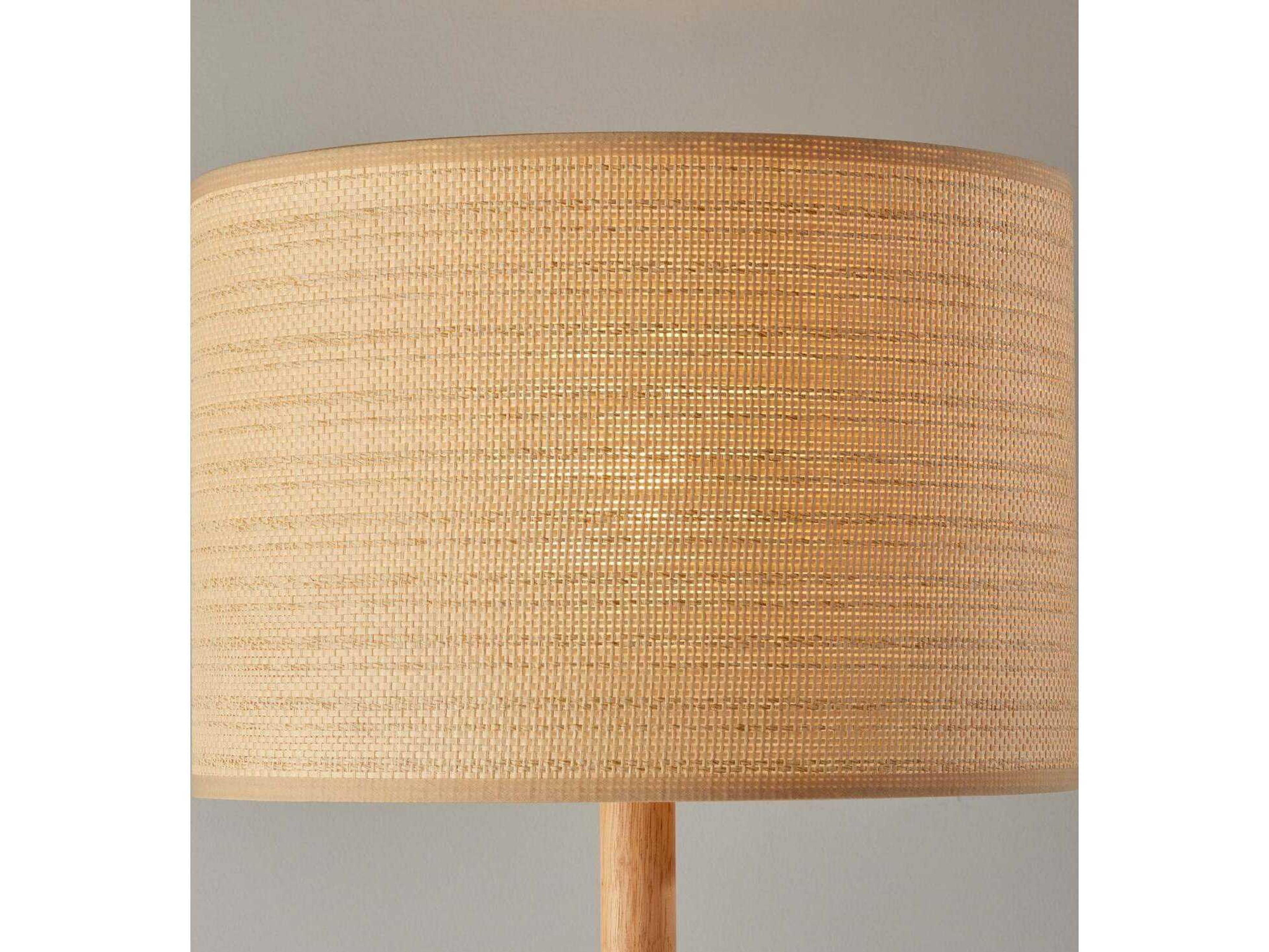 Adesso Ellis Natural Woven With Beige Trim Brown Floor Lamp