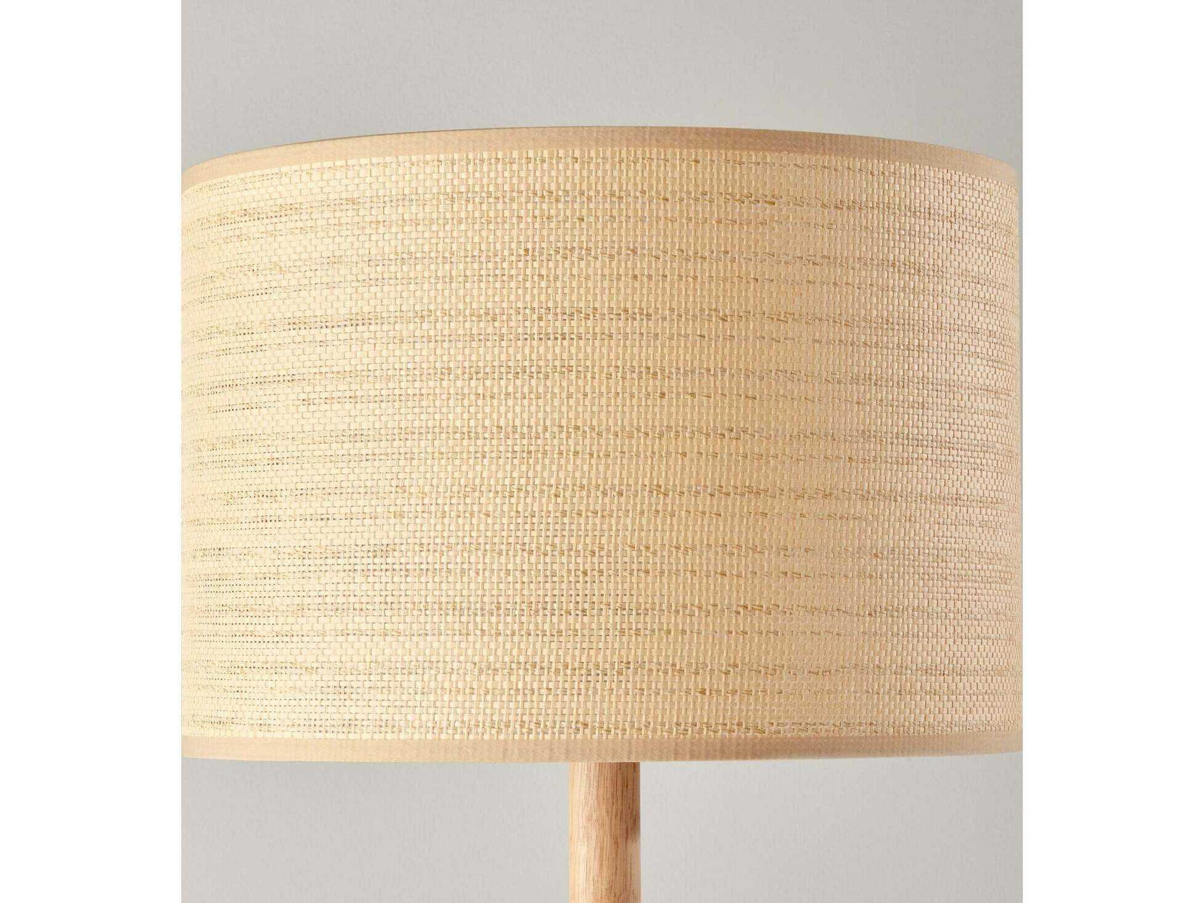 Adesso Ellis Natural Woven With Beige Trim Brown Floor Lamp