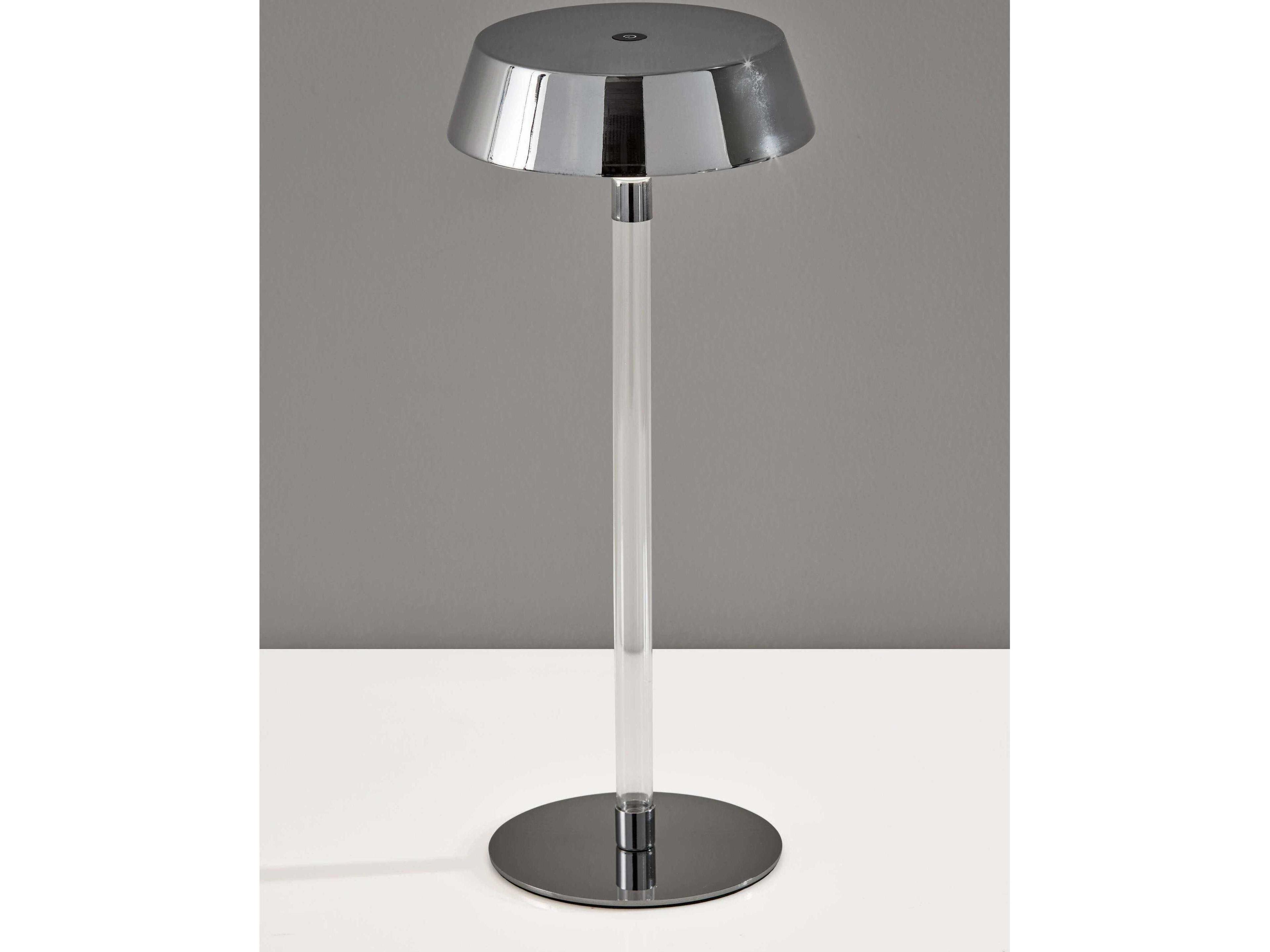 Adesso Orla Shiny Chrome Clear Acrylic Metal Table Lamp