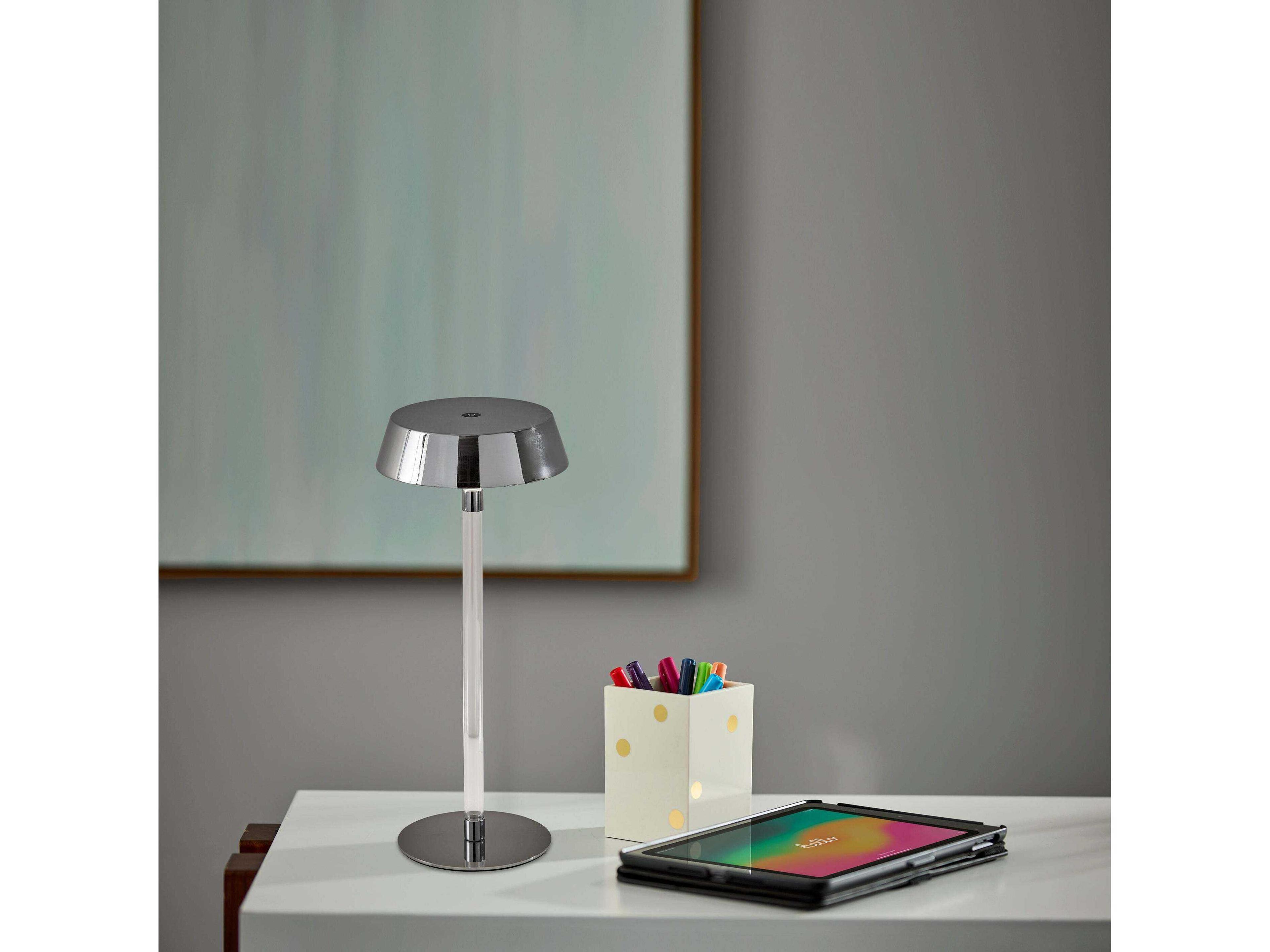 Adesso Orla Shiny Chrome Clear Acrylic Metal Table Lamp