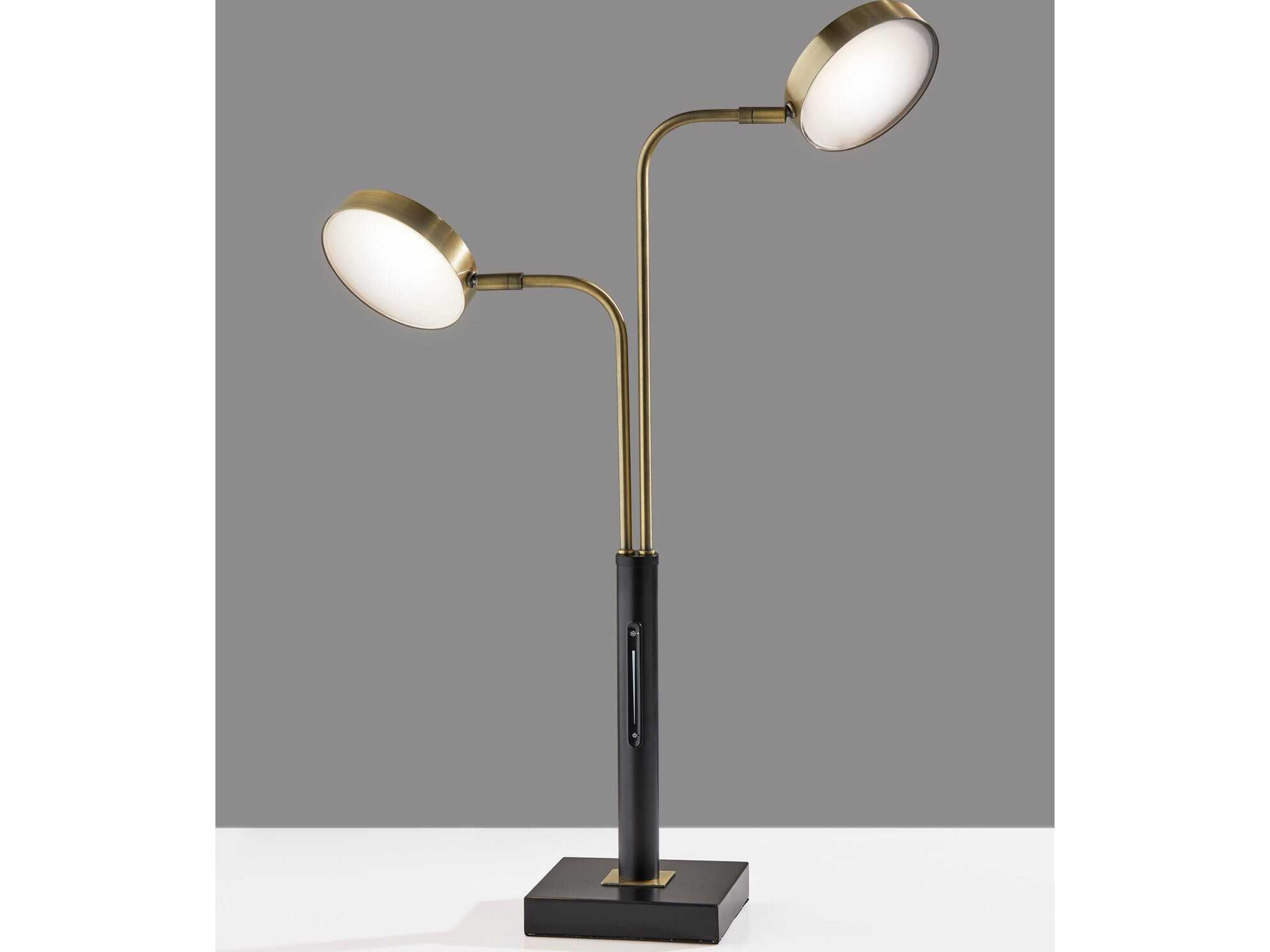 Adesso Rowan Black Antique Brass Metal Desk Lamp