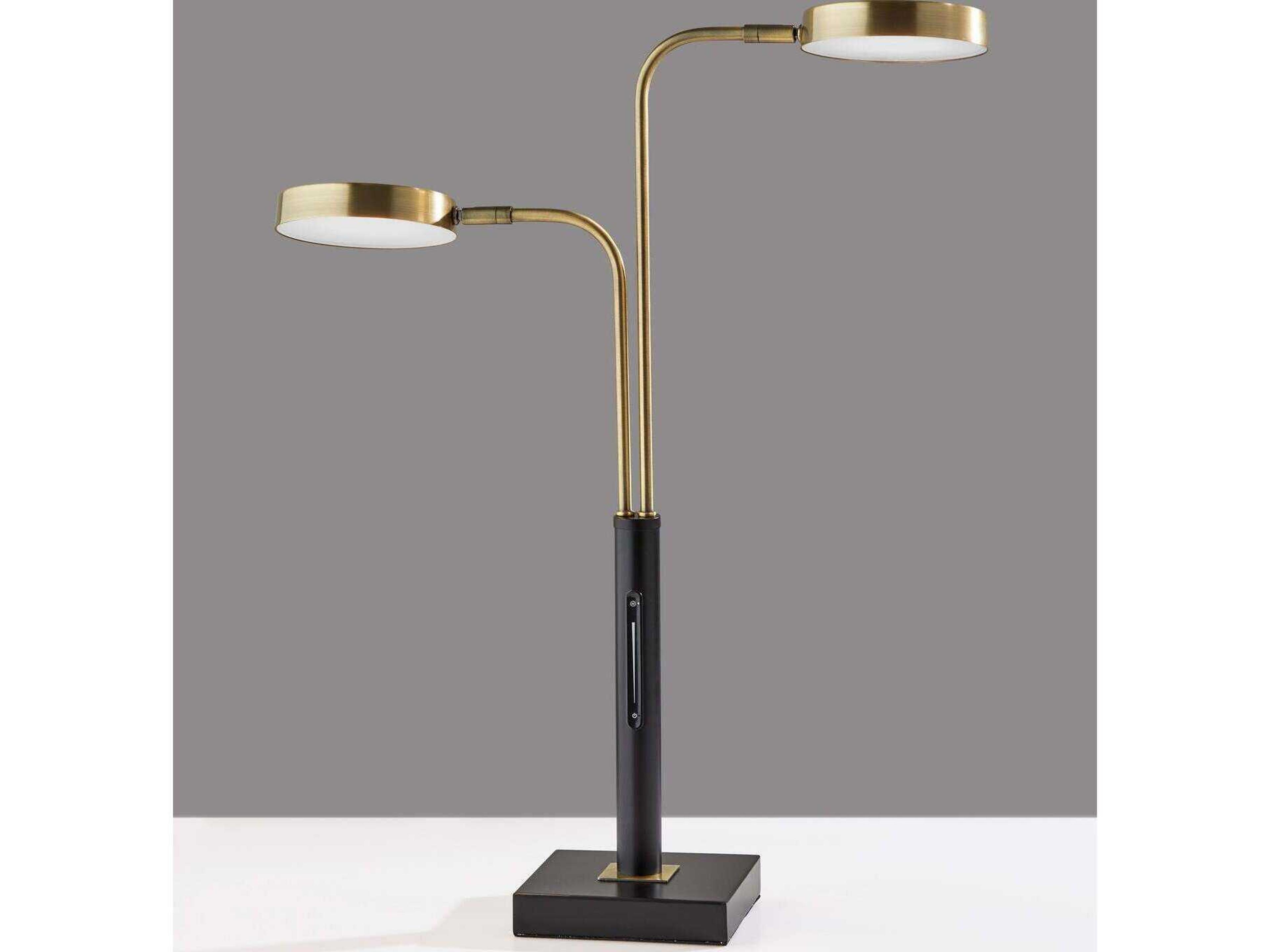 Adesso Rowan Black Antique Brass Metal Desk Lamp