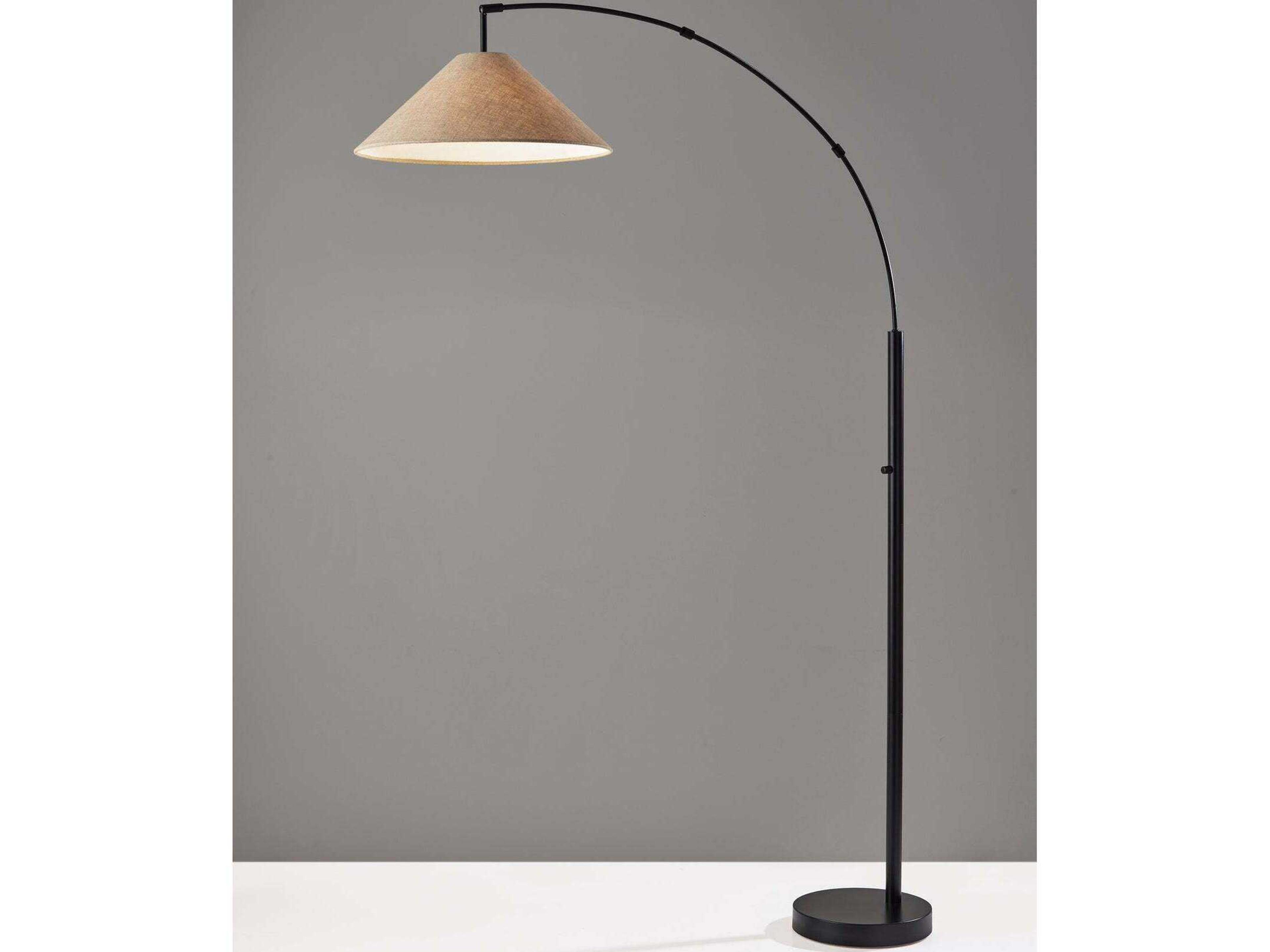 Adesso Braxton Dark Bronze Light Brown Textured Fabric Floor Lamp