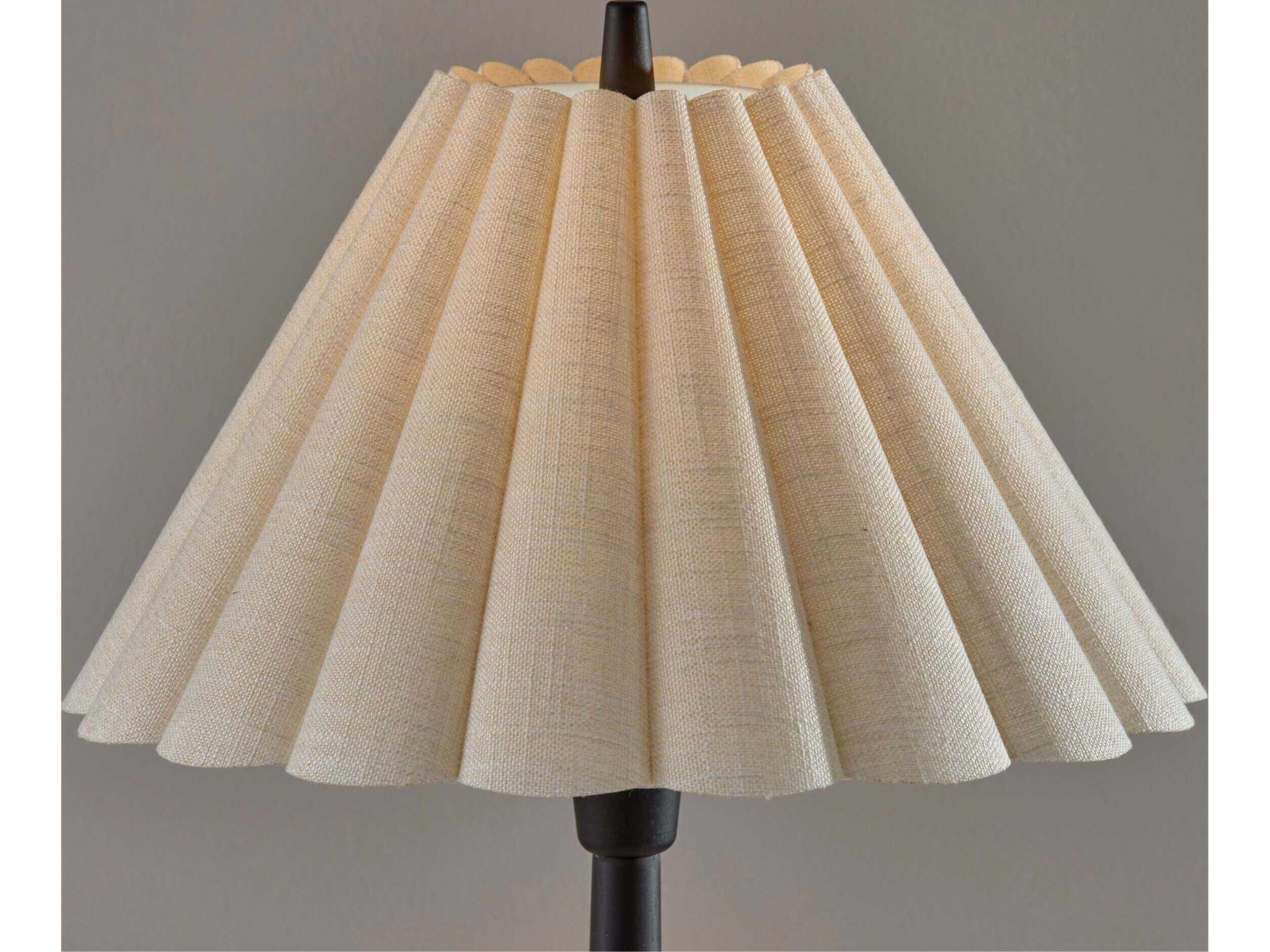 Adesso Scallop Black Textured Cream Scalloped Fabric Buffet Lamp