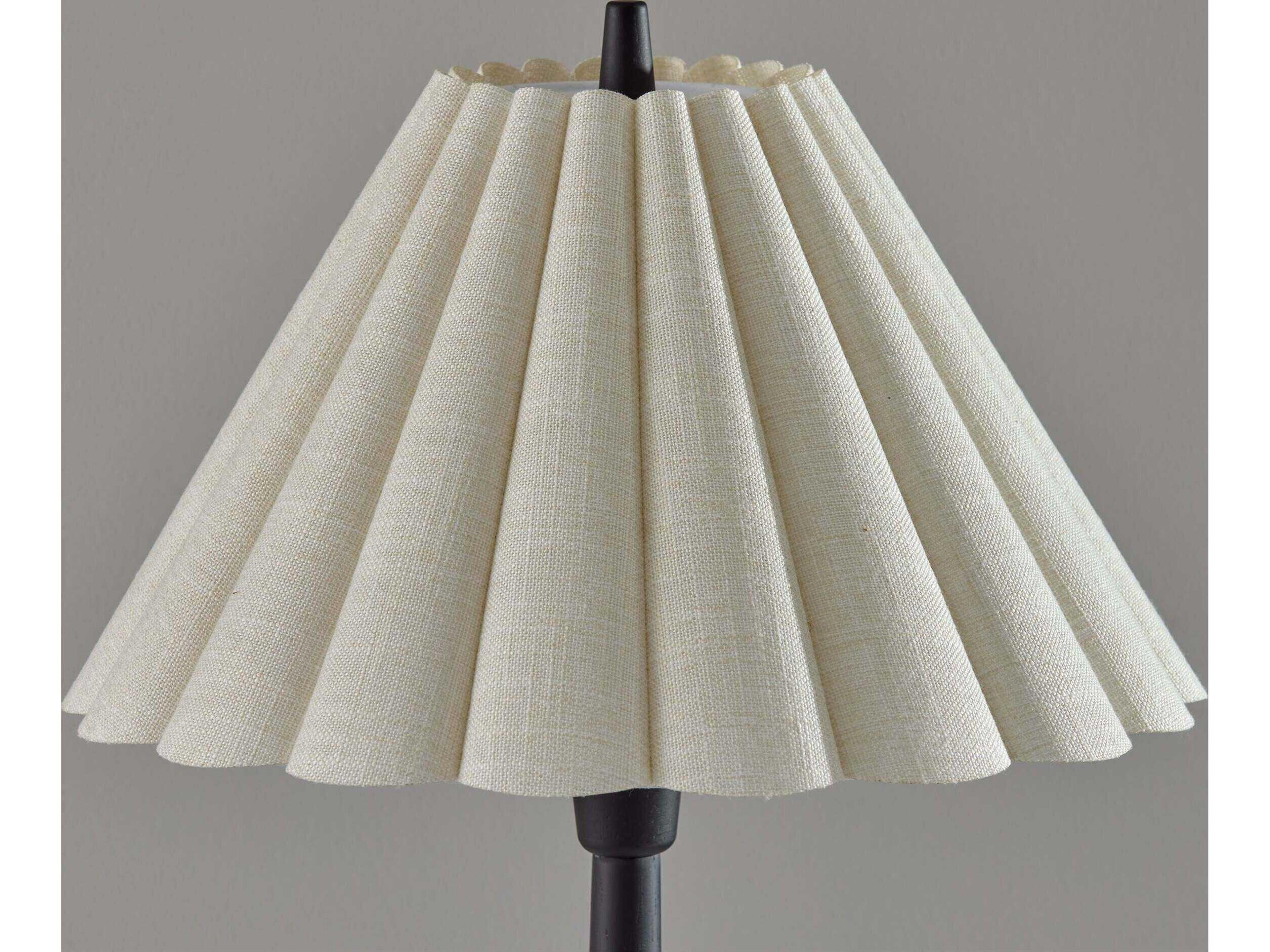Adesso Scallop Black Textured Cream Scalloped Fabric Buffet Lamp