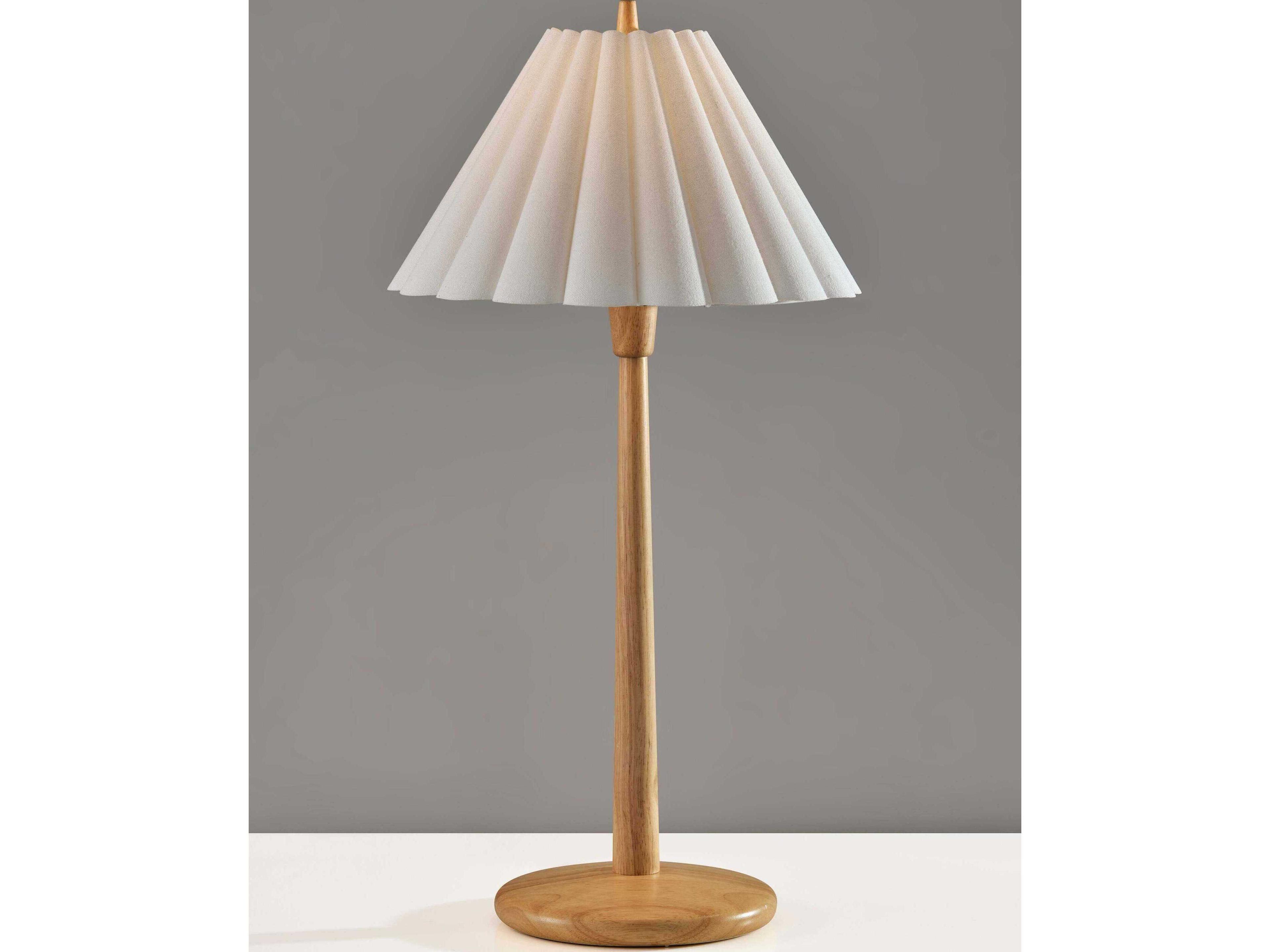 Adesso Scallop Natural Textured White Scalloped Fabric Brown Buffet Lamp