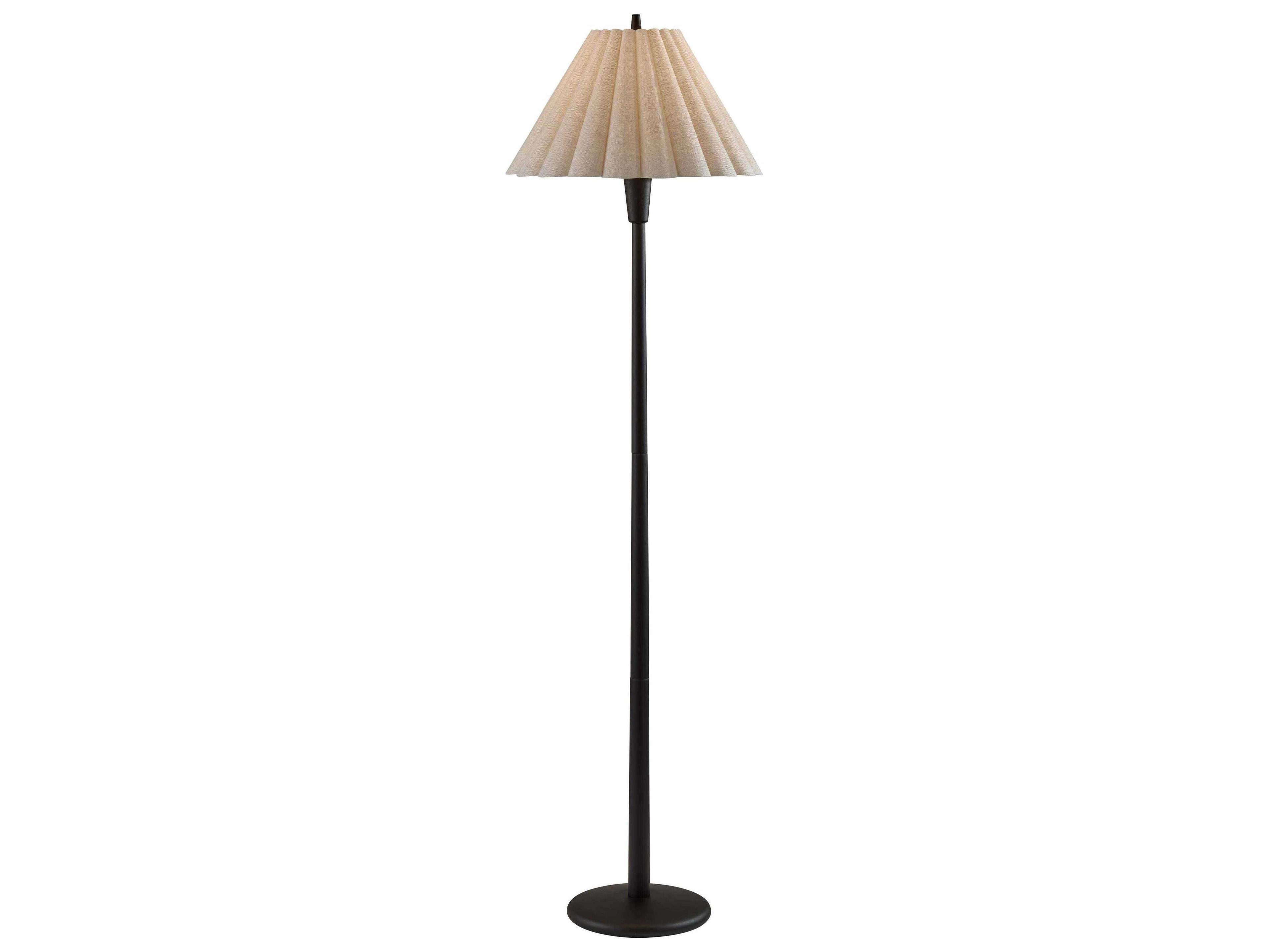 Scallop Floor Lamp Black with Cream Fabric Shade