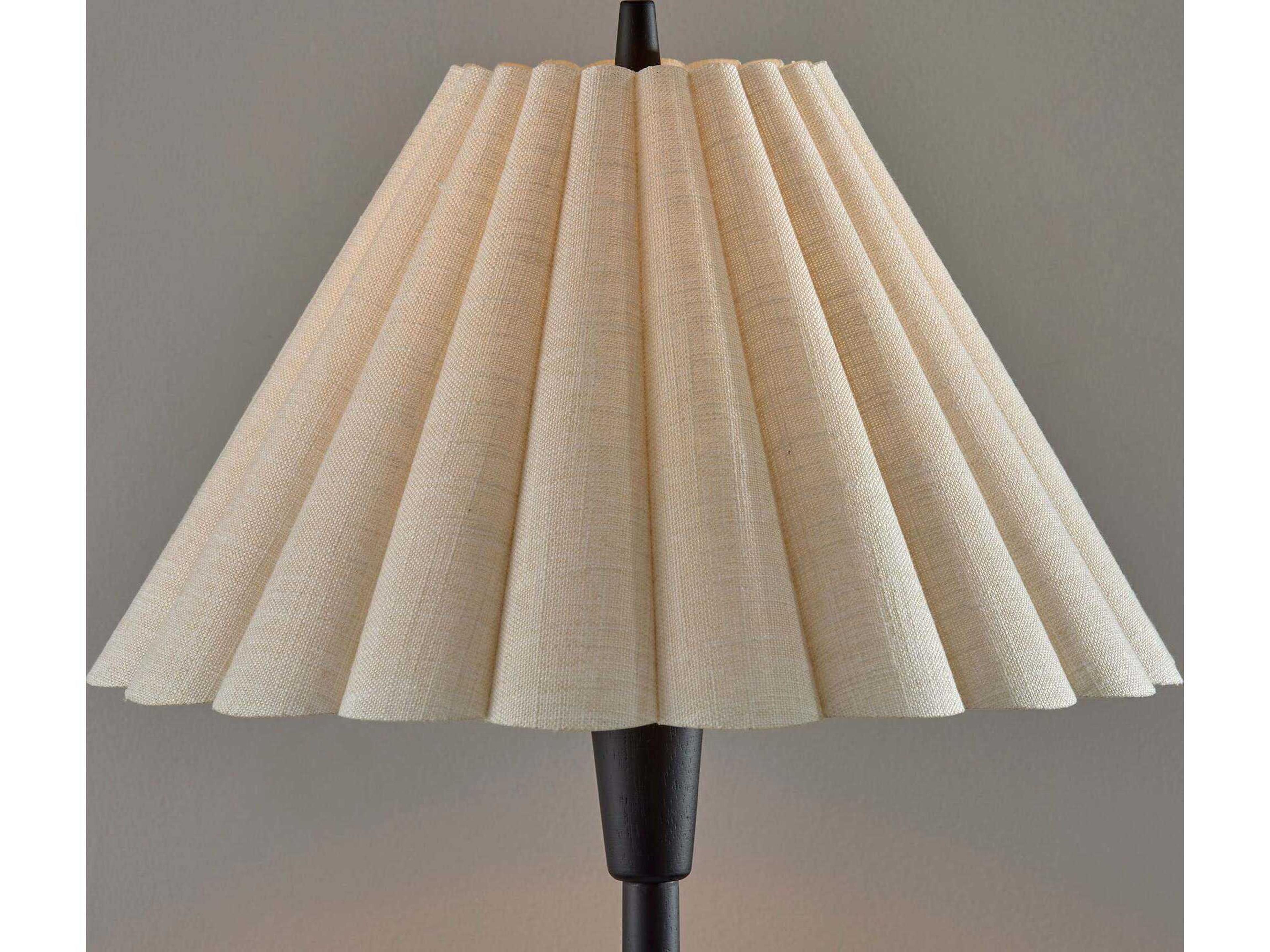 Adesso Scallop Black Textured Cream Scalloped Fabric Floor Lamp