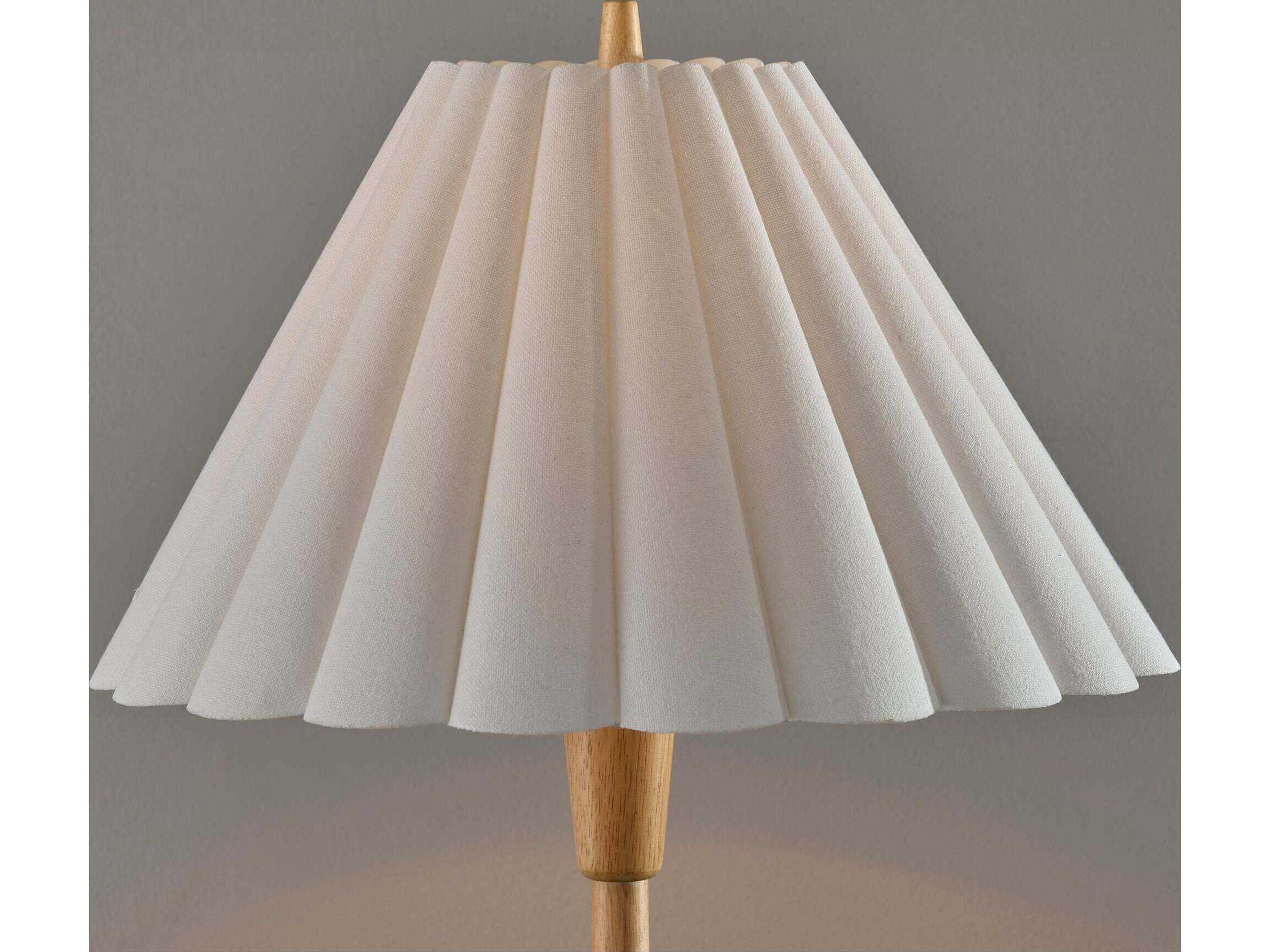 Adesso Scallop Natural Textured White Scalloped Fabric Brown Floor Lamp