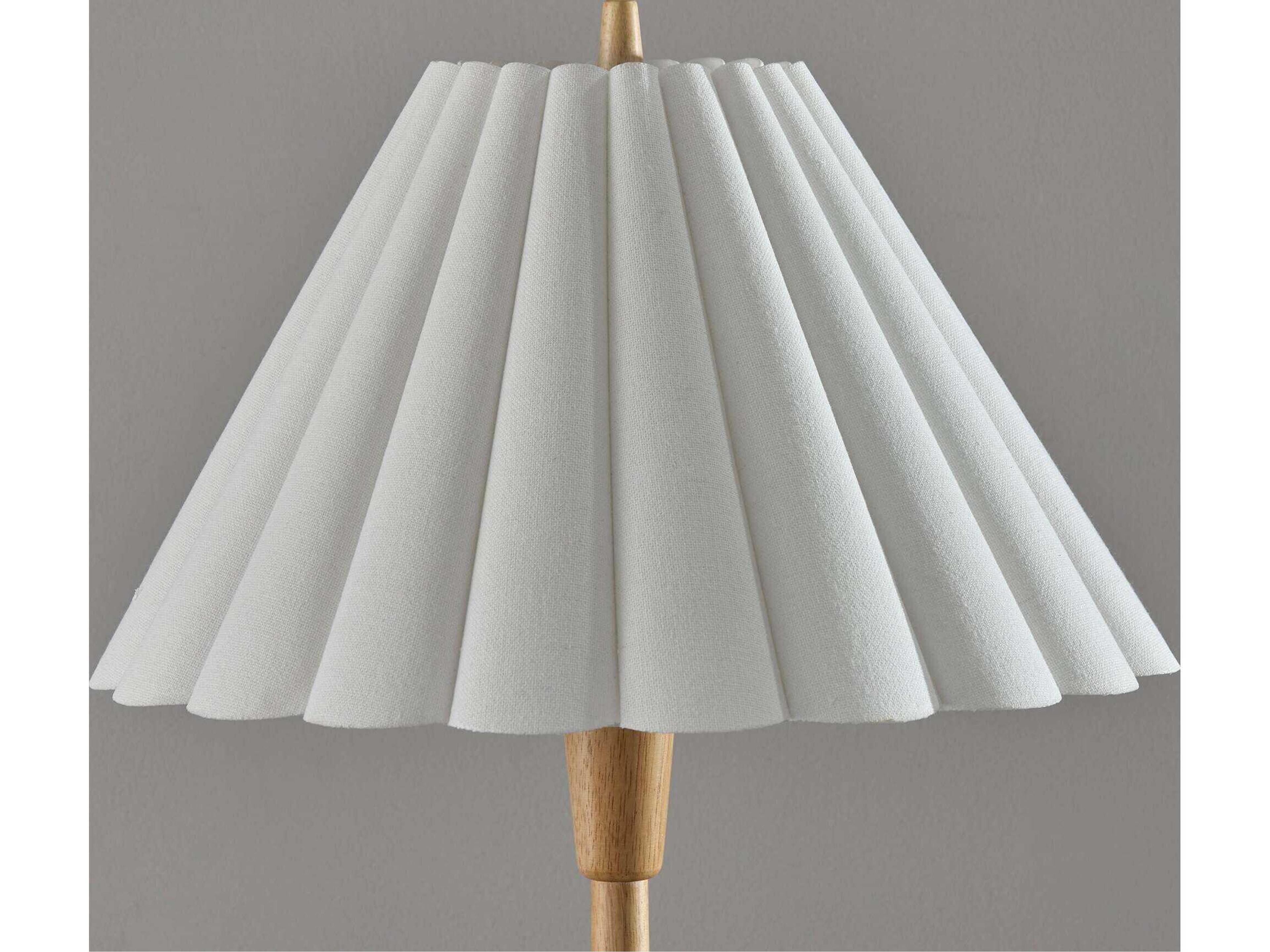 Adesso Scallop Natural Textured White Scalloped Fabric Brown Floor Lamp