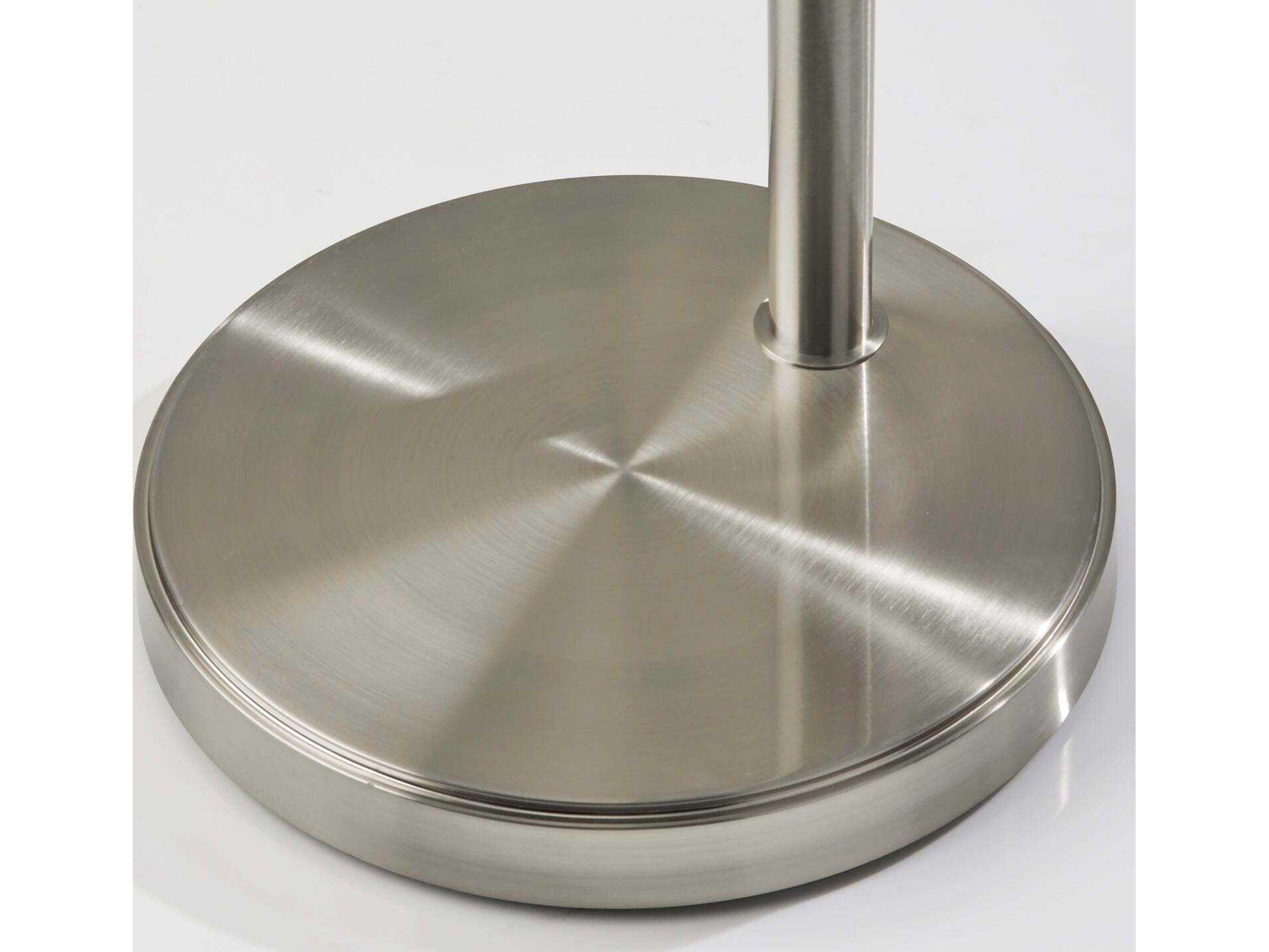 Adesso Cabo Brushed Steel Textured White Fabric Floor Lamp