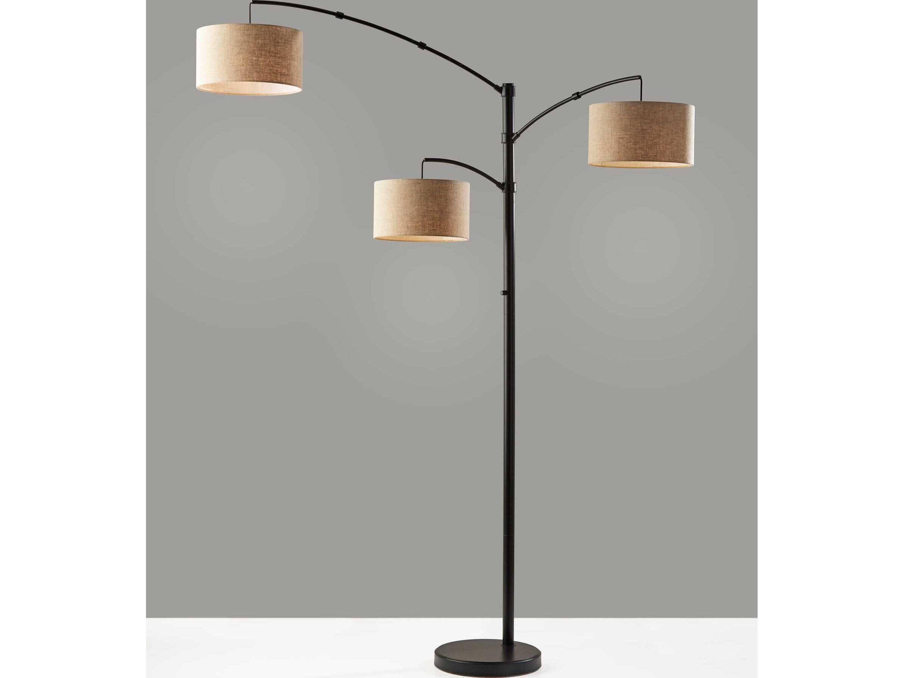 Adesso Cabo Dark Bronze Light Brown Textured Fabric Floor Lamp