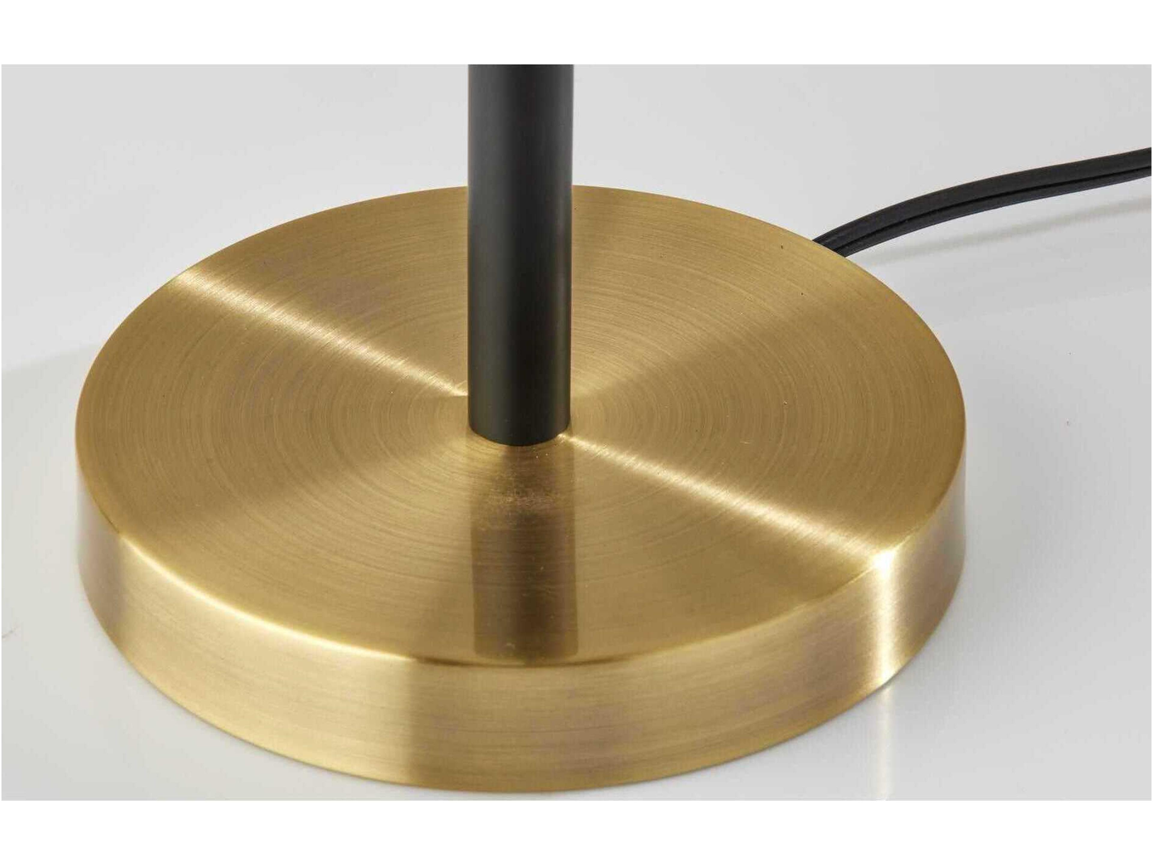 Adesso Daniel Black Antique Brass Cream Textured Fabric Buffet Lamp