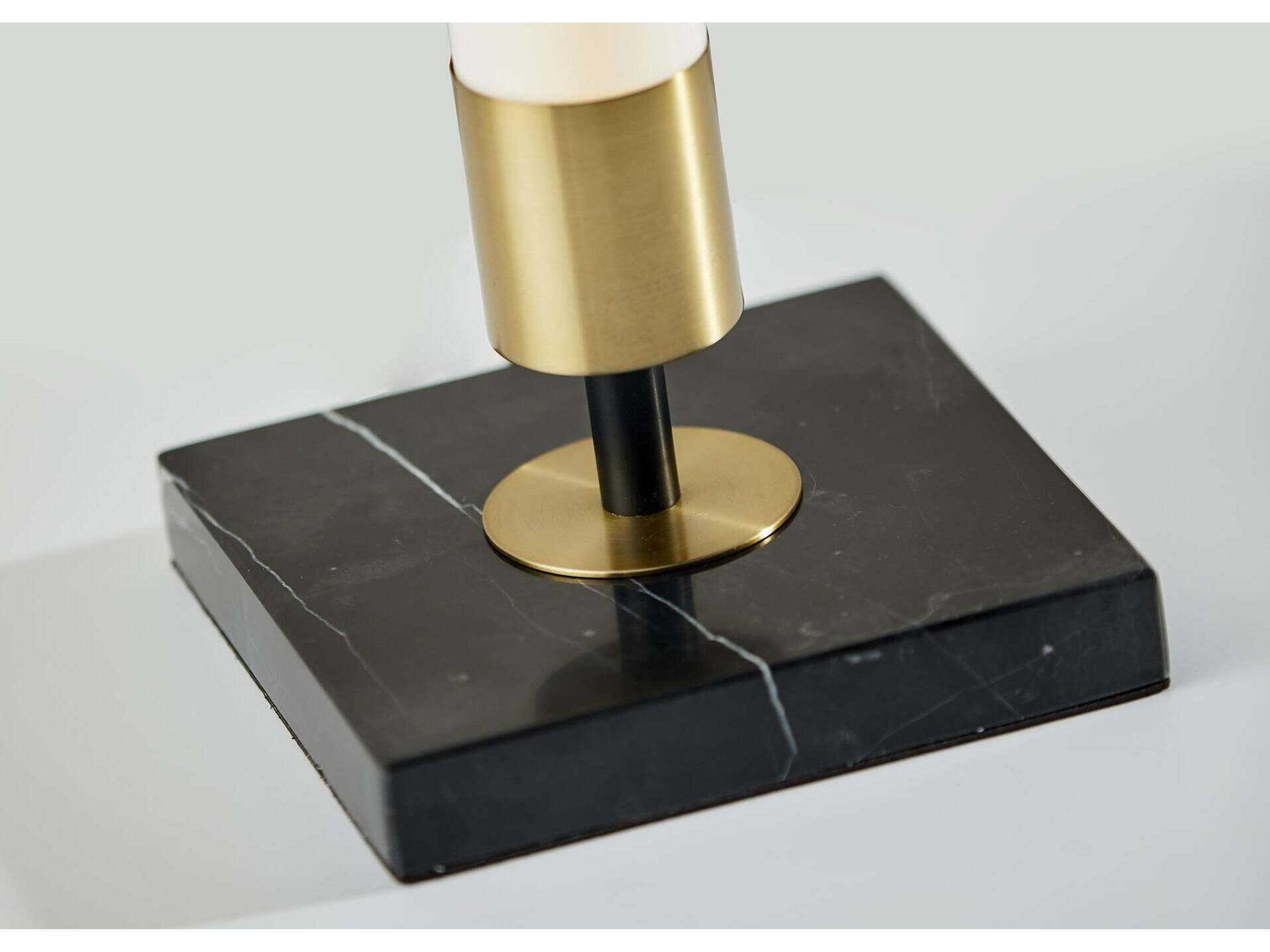 Adesso Piper Black Antique Brass Frosted Plastic Buffet Lamp