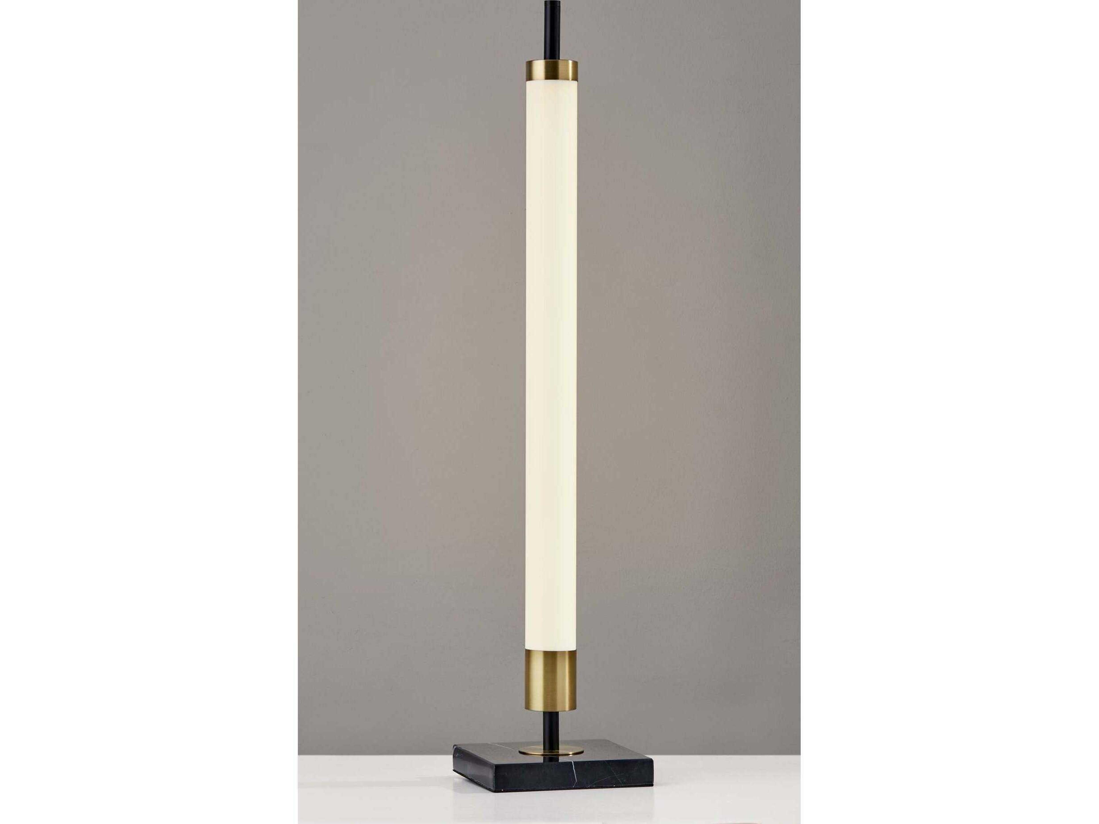 Adesso Piper Black Antique Brass Frosted Plastic Buffet Lamp