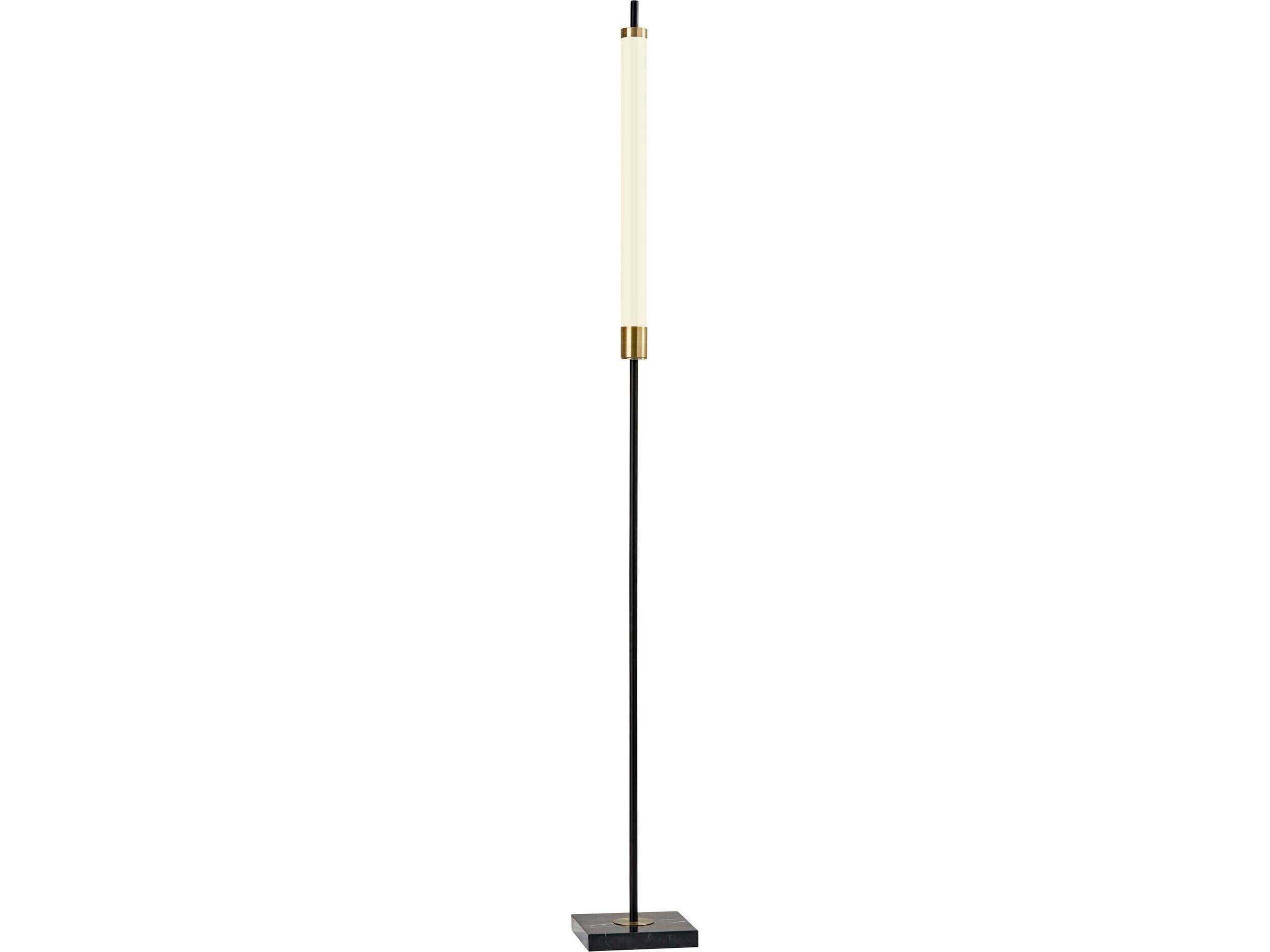 Adesso Piper Black Antique Brass Frosted Plastic Floor Lamp