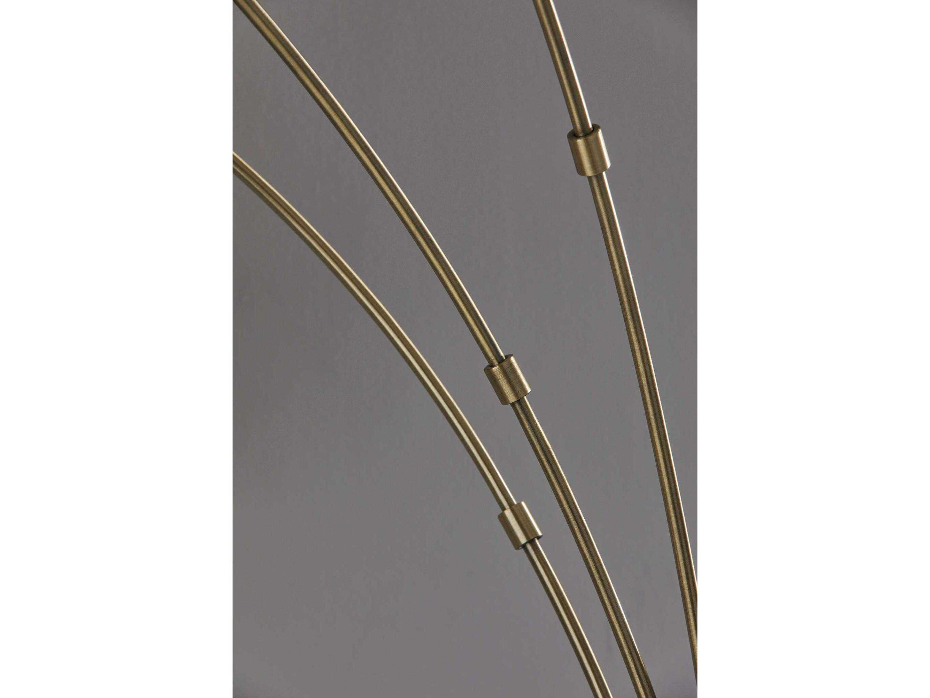 Adesso Bergen Black Antique Brass Grey Textured Fabric Floor Lamp