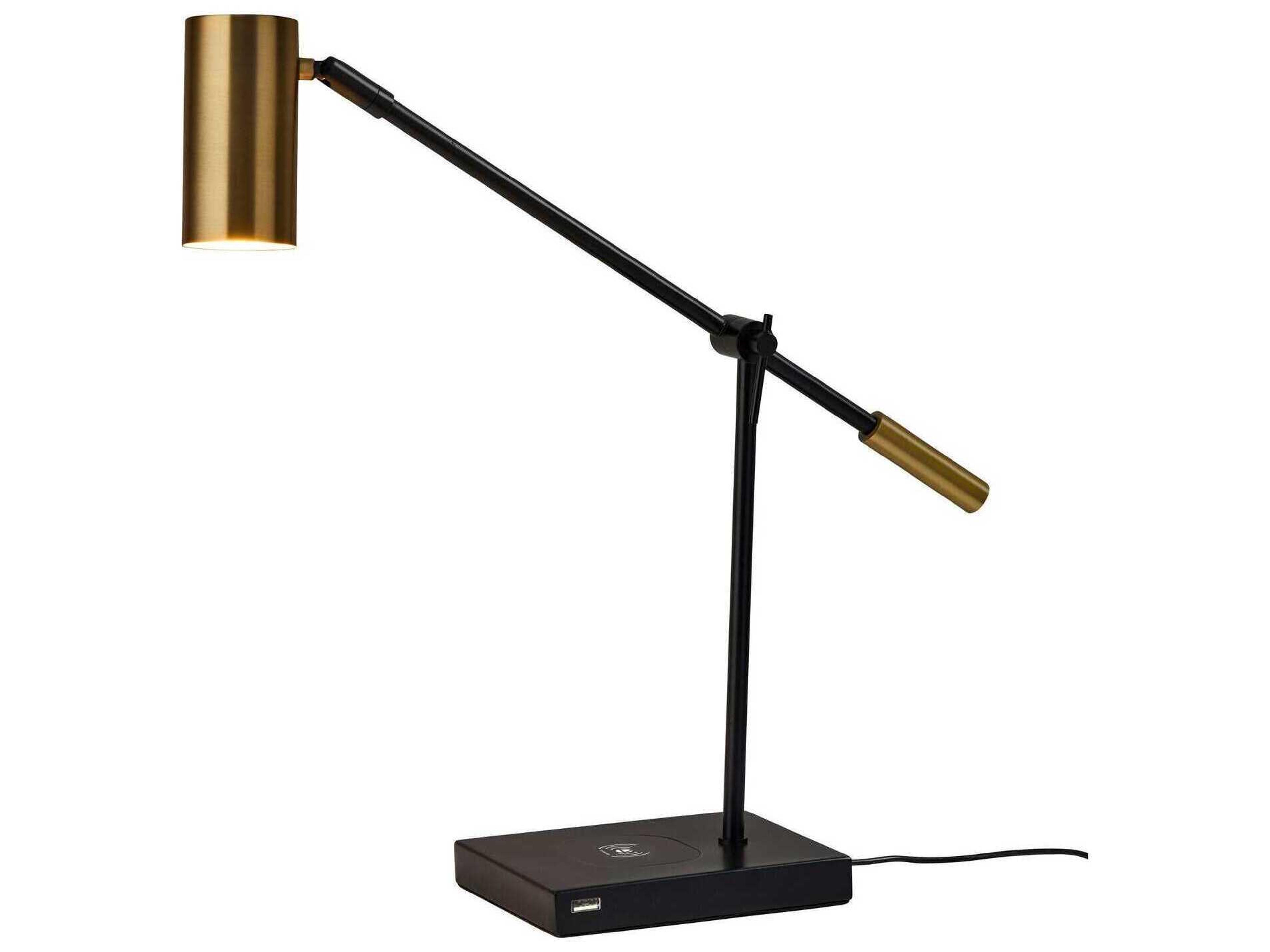 Adesso Collette Black Antique Brass Metal Desk Lamp