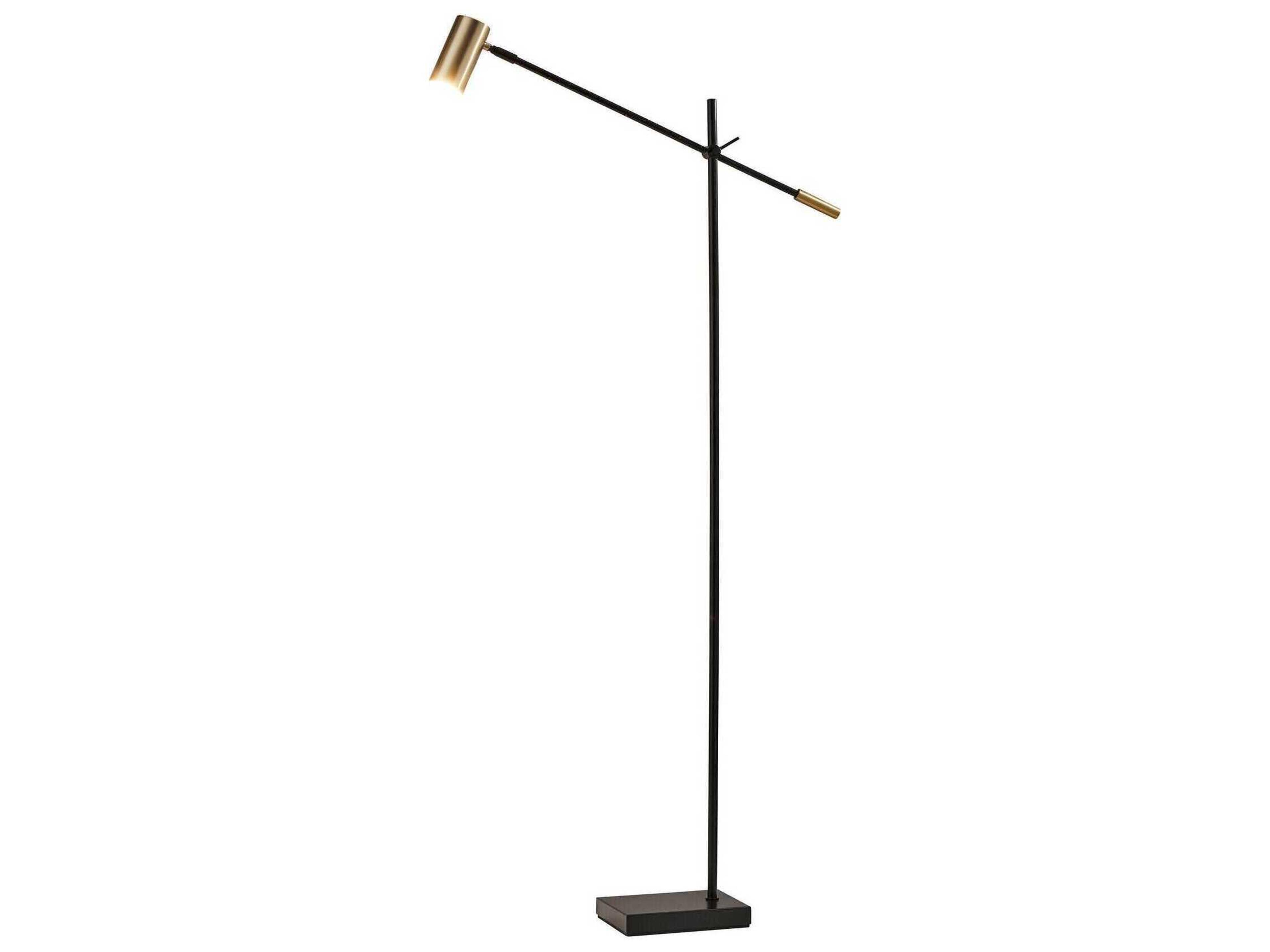 Collette LED Floor Lamp Adjustable Black Antique Brass