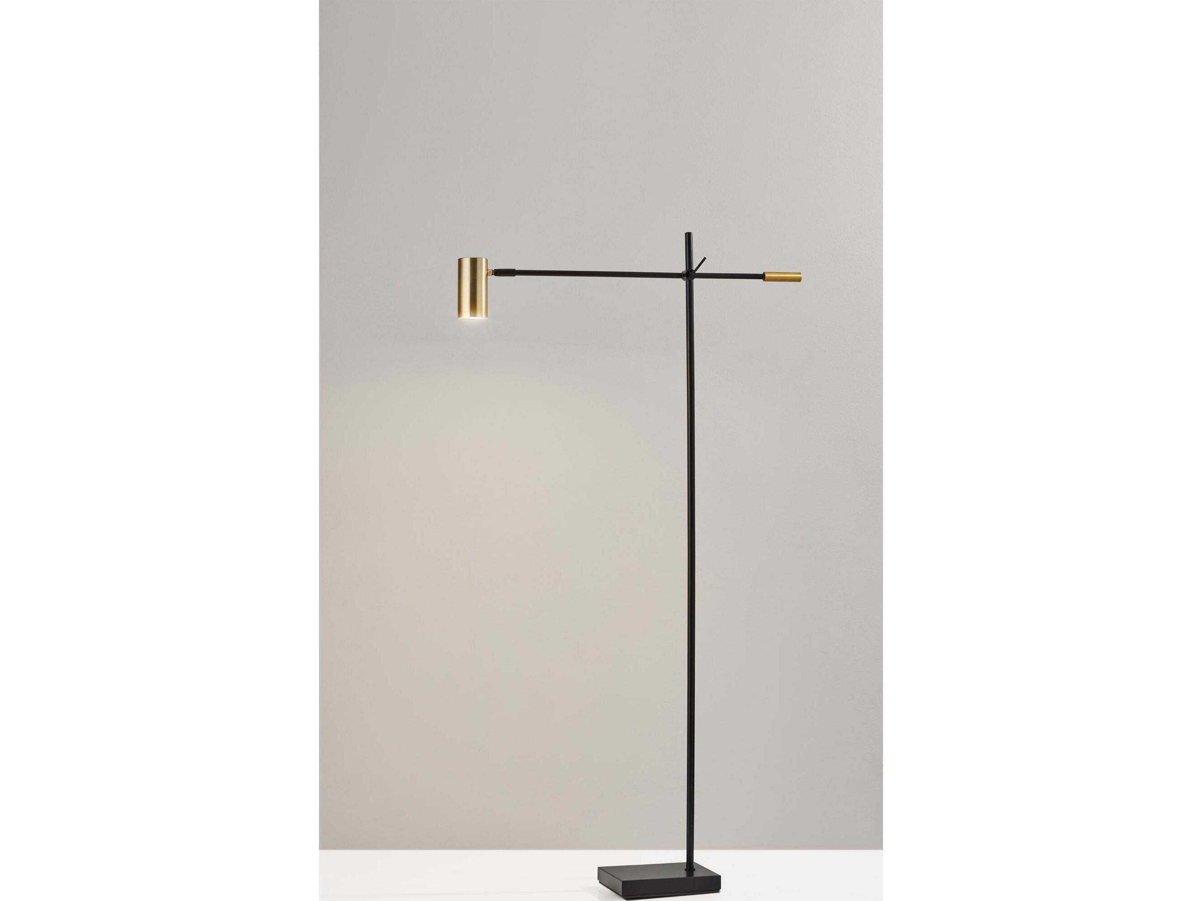 Adesso Collette Black Antique Brass Metal Floor Lamp